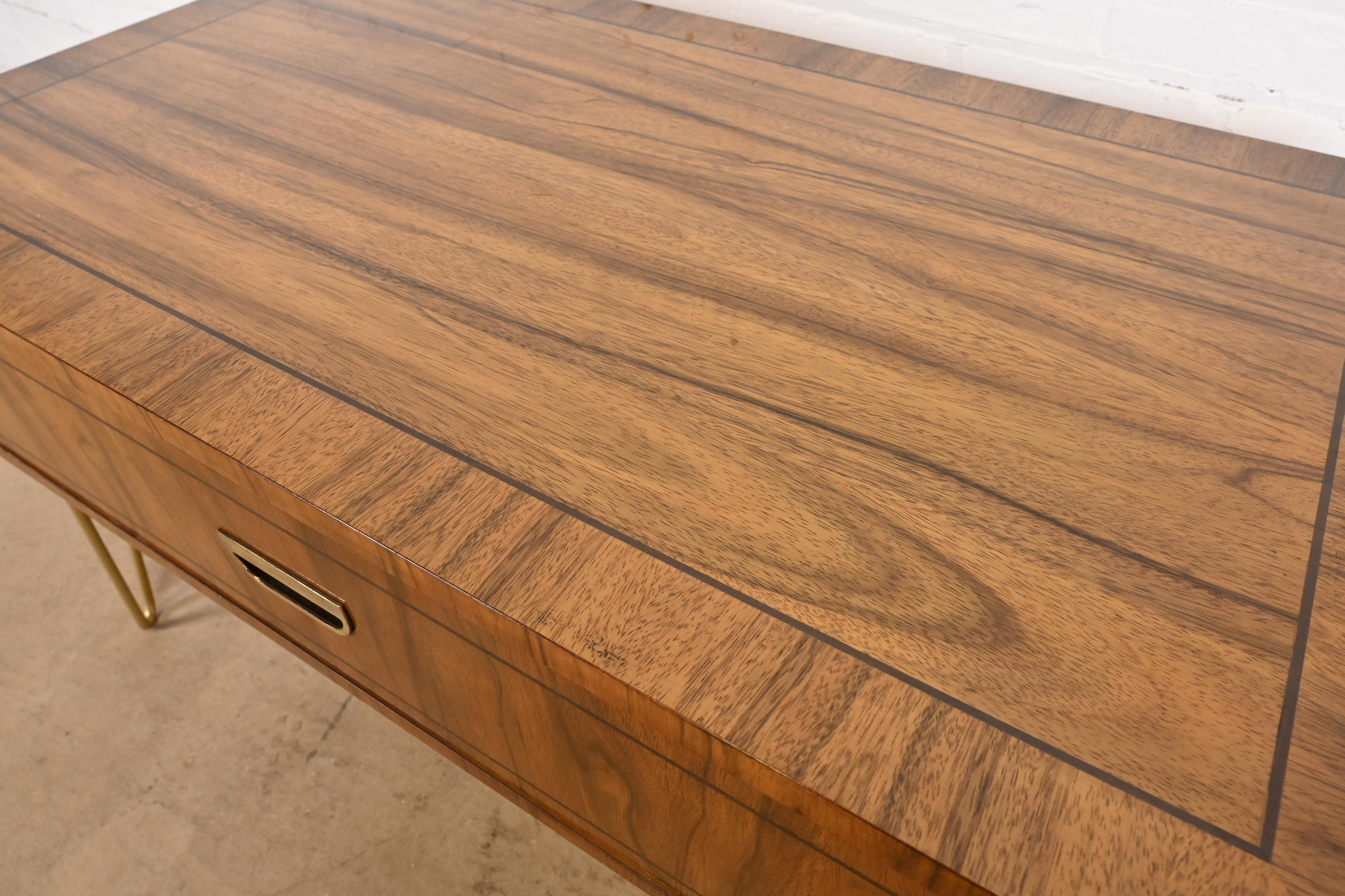 Baker Furniture Mid-Century Modern Campaign Rosewood Coffee Table on Hairpin Legs, Circa 1960s - Image 9