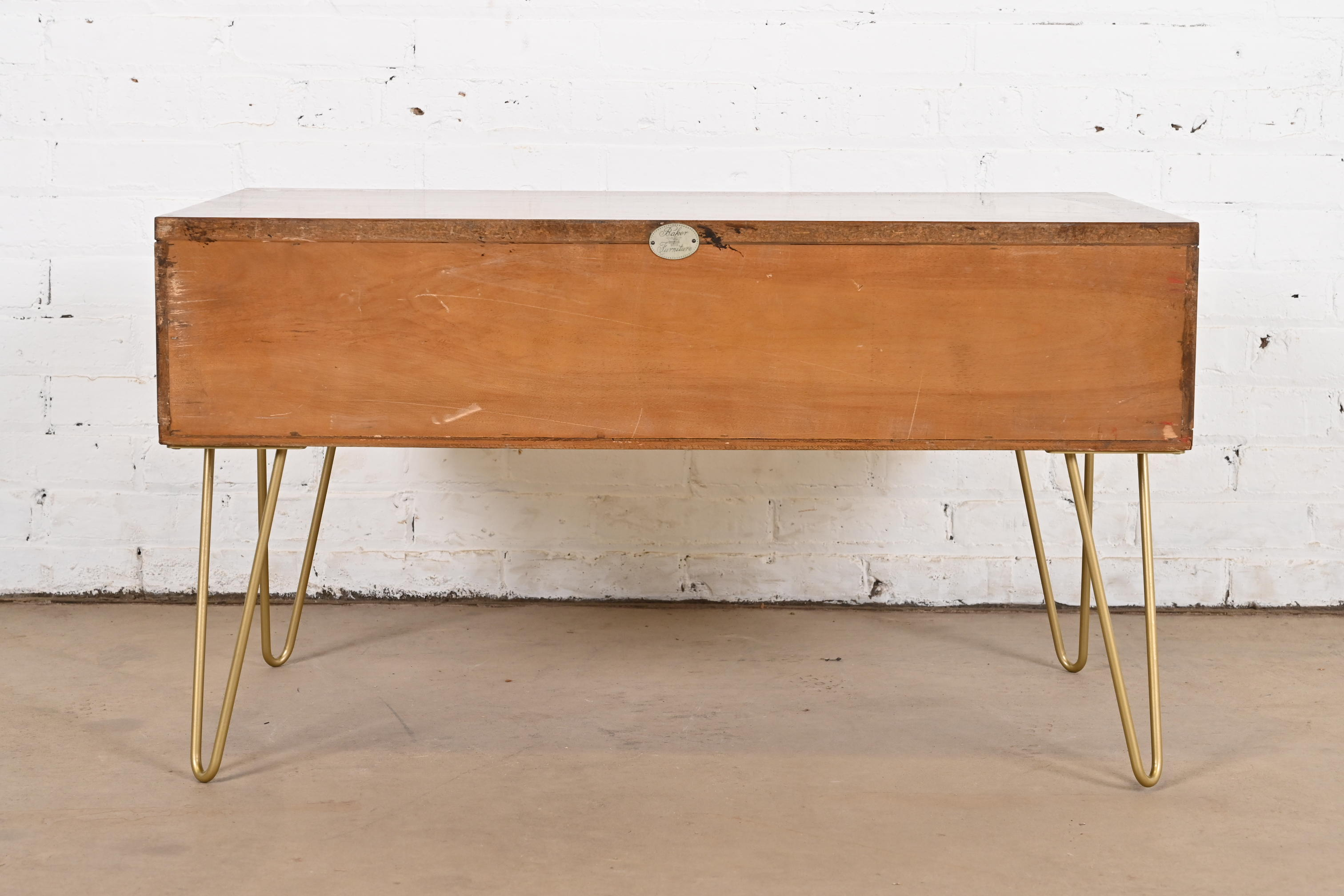 Baker Furniture Mid-Century Modern Campaign Rosewood Coffee Table on Hairpin Legs, Circa 1960s - Image 10