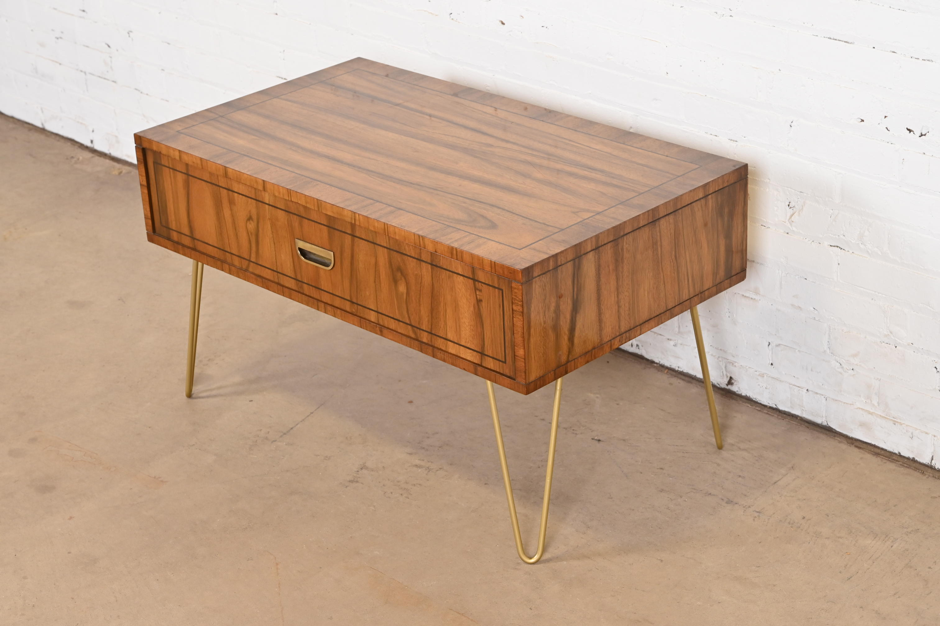 Baker Furniture Mid-Century Modern Campaign Rosewood Coffee Table on Hairpin Legs, Circa 1960s