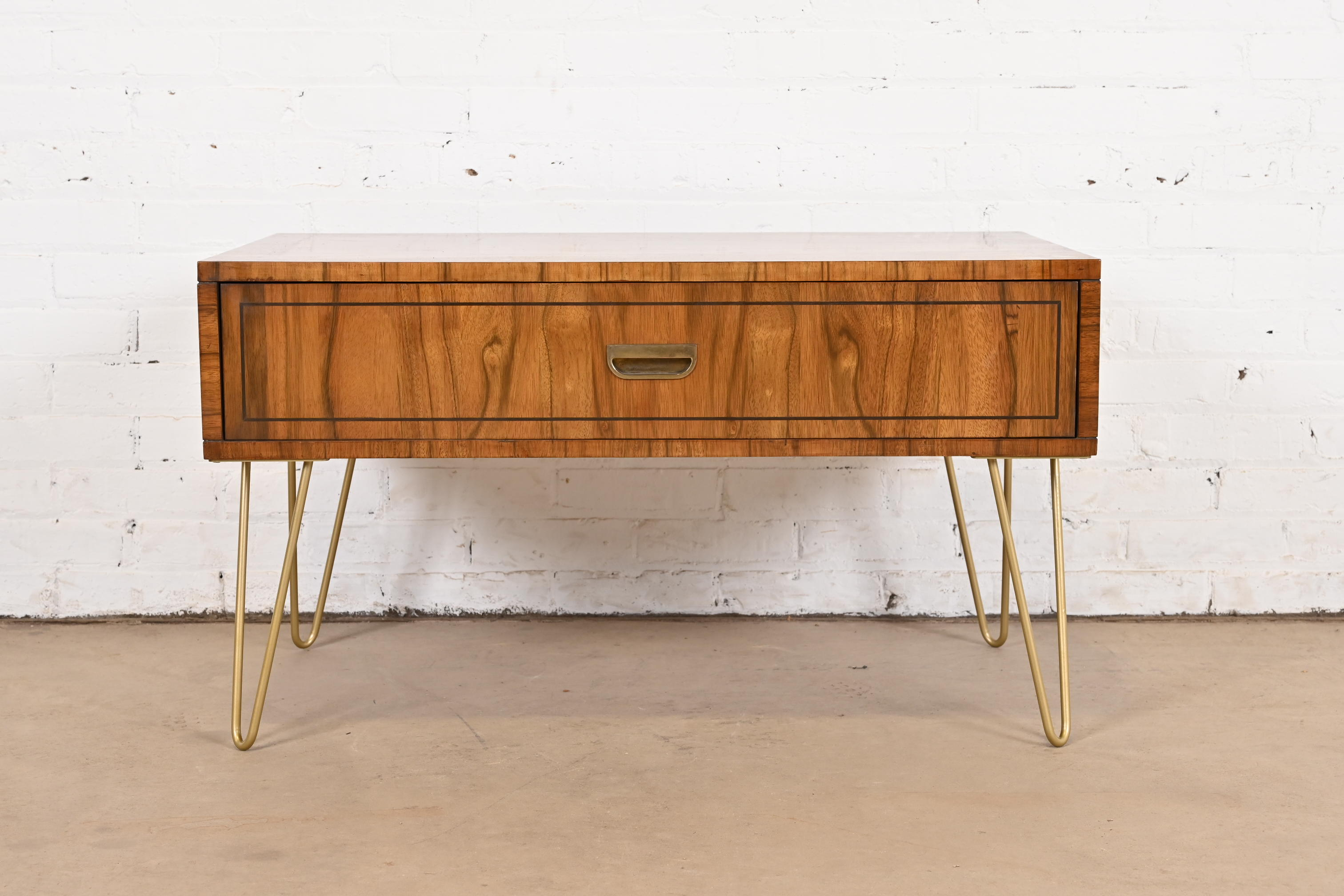 Baker Furniture Mid-Century Modern Campaign Rosewood Coffee Table on Hairpin Legs, Circa 1960s - Image 4