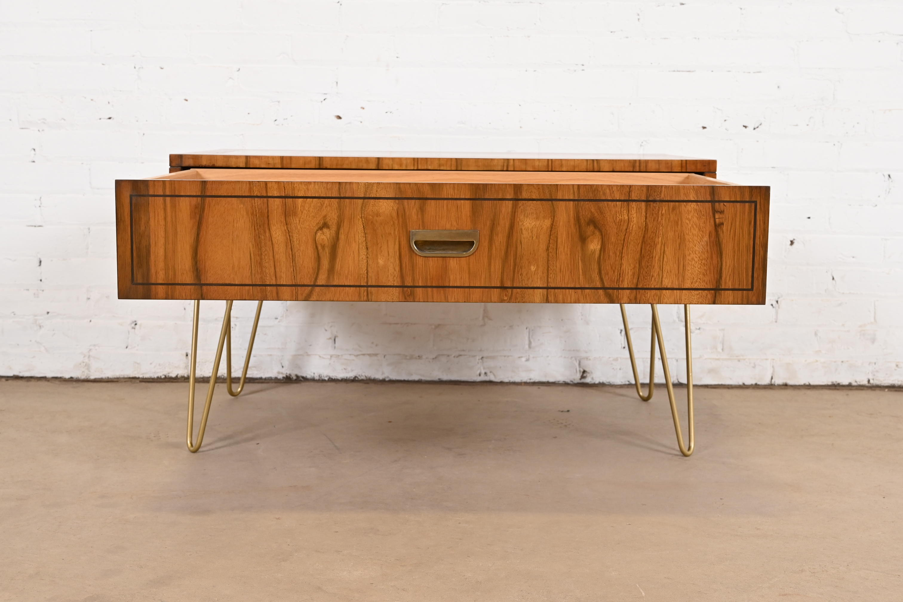Baker Furniture Mid-Century Modern Campaign Rosewood Coffee Table on Hairpin Legs, Circa 1960s - Image 6