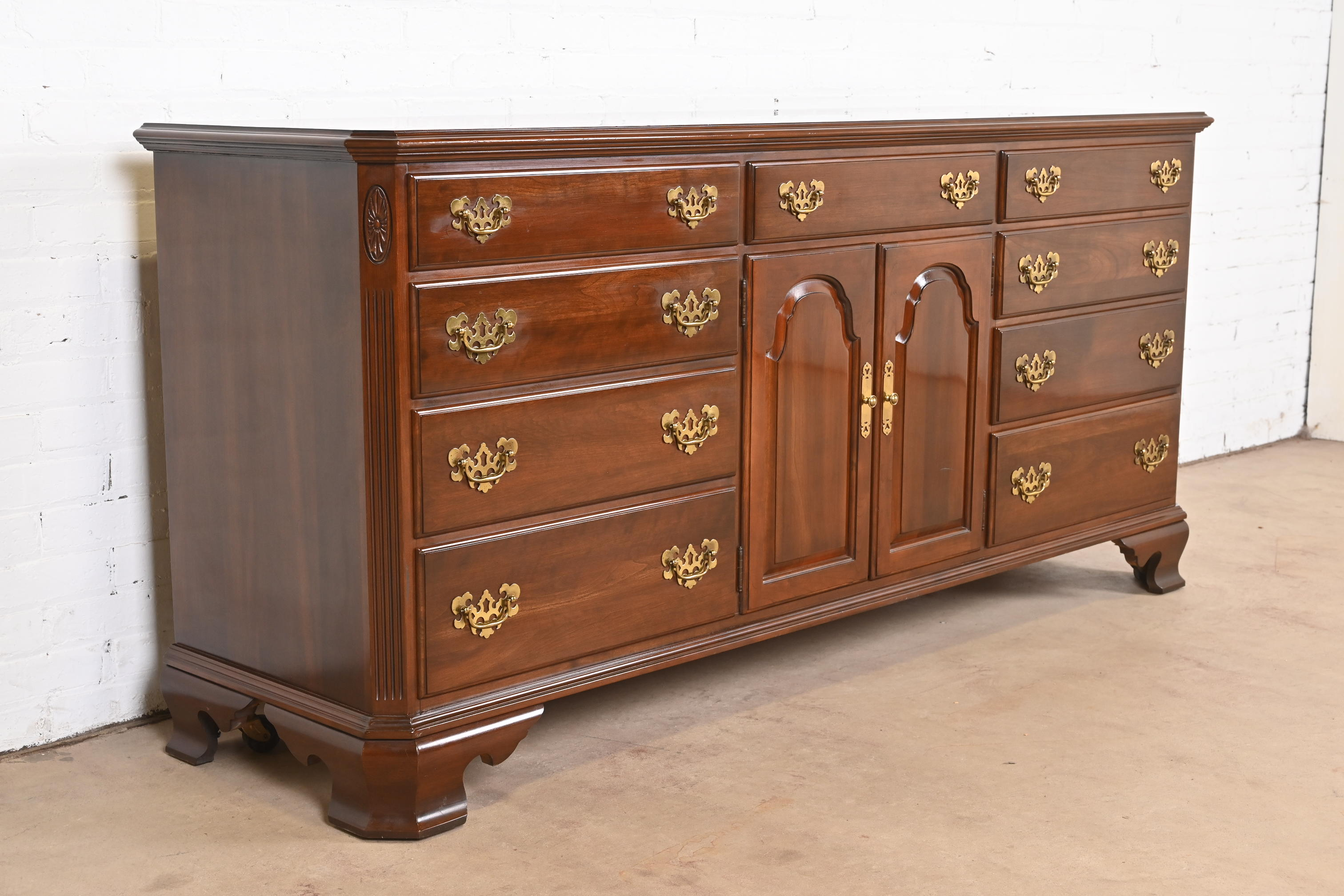 Ethan Allen Georgian Solid Cherry Wood Dresser or Credenza - Image 4