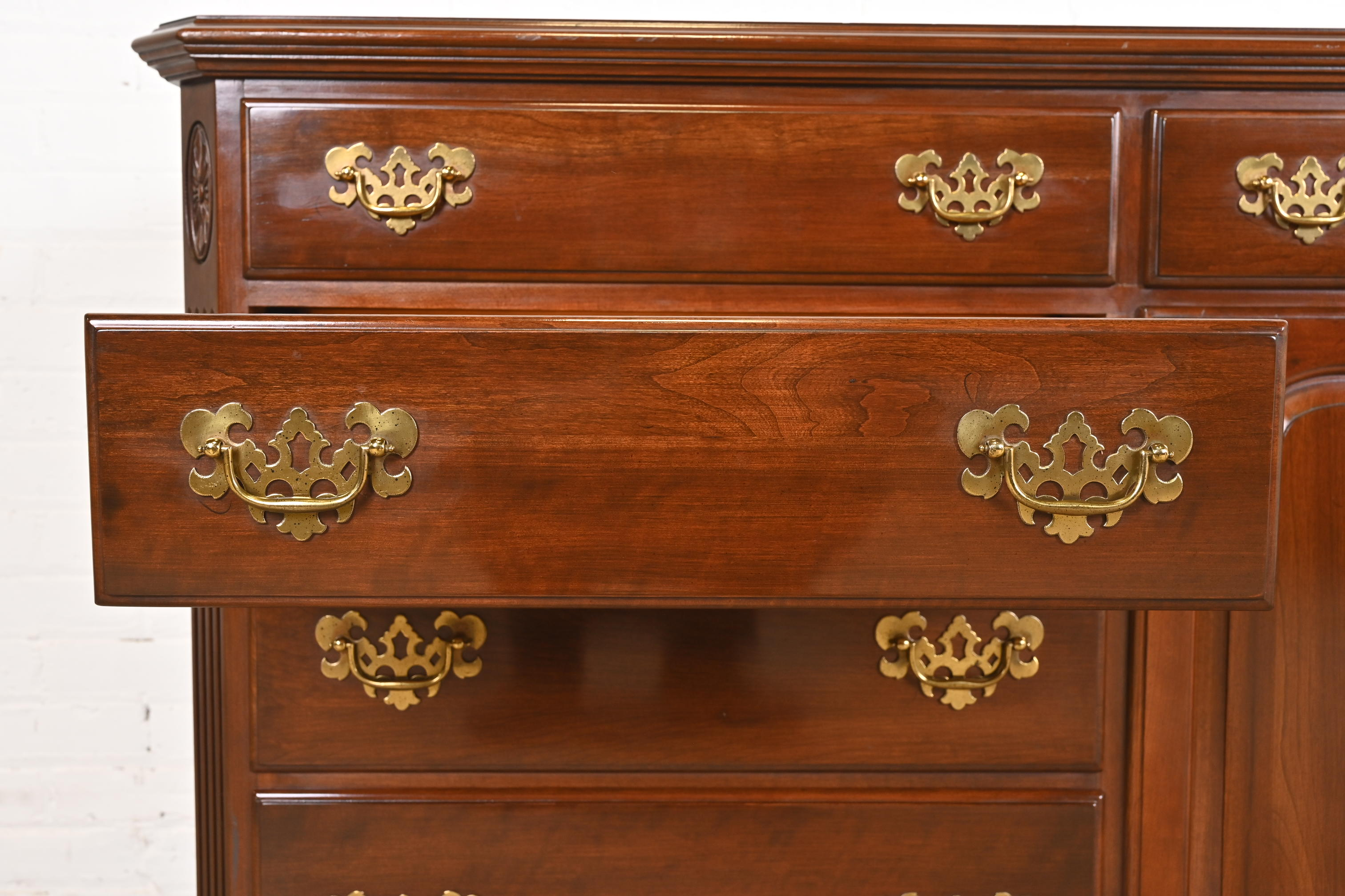 Ethan Allen Georgian Solid Cherry Wood Dresser or Credenza - Image 6