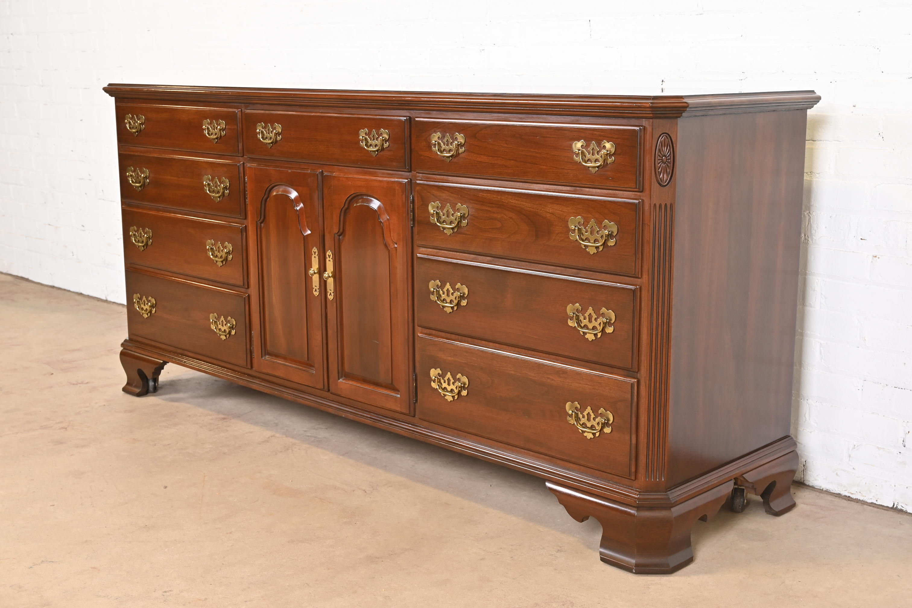 Ethan Allen Georgian Solid Cherry Wood Dresser or Credenza - Image 3