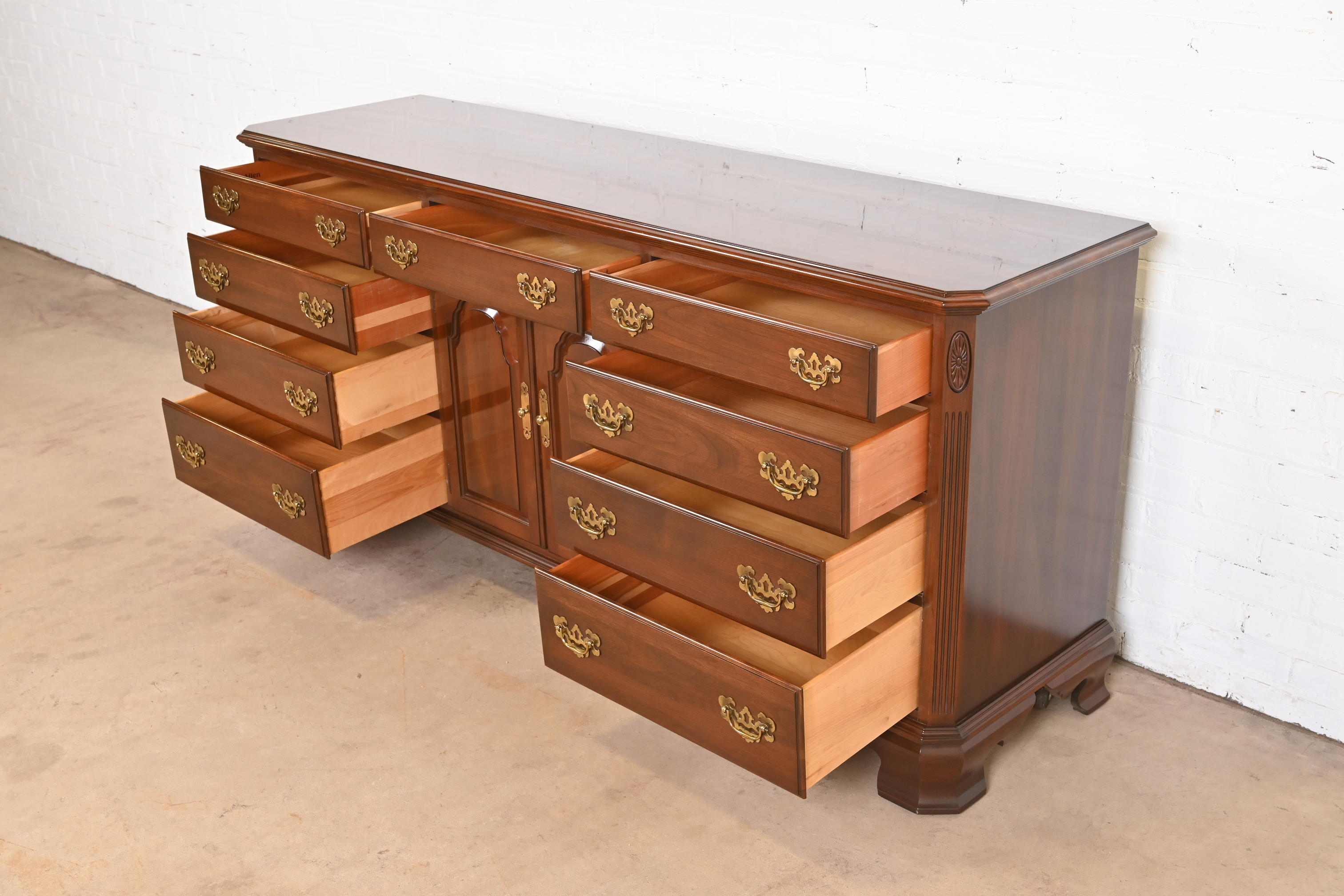 Ethan Allen Georgian Solid Cherry Wood Dresser or Credenza - Image 5