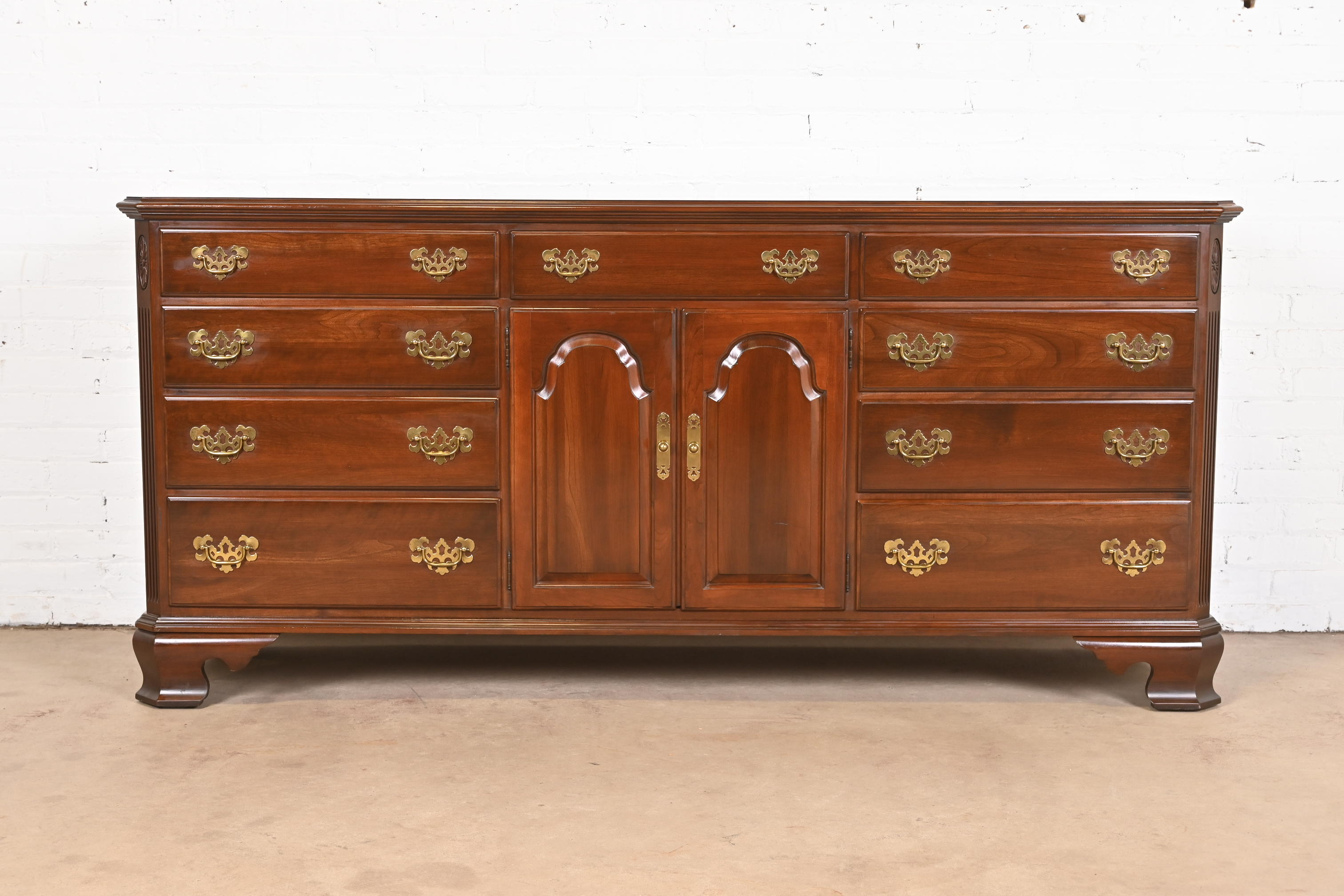 Ethan Allen Georgian Solid Cherry Wood Dresser or Credenza
