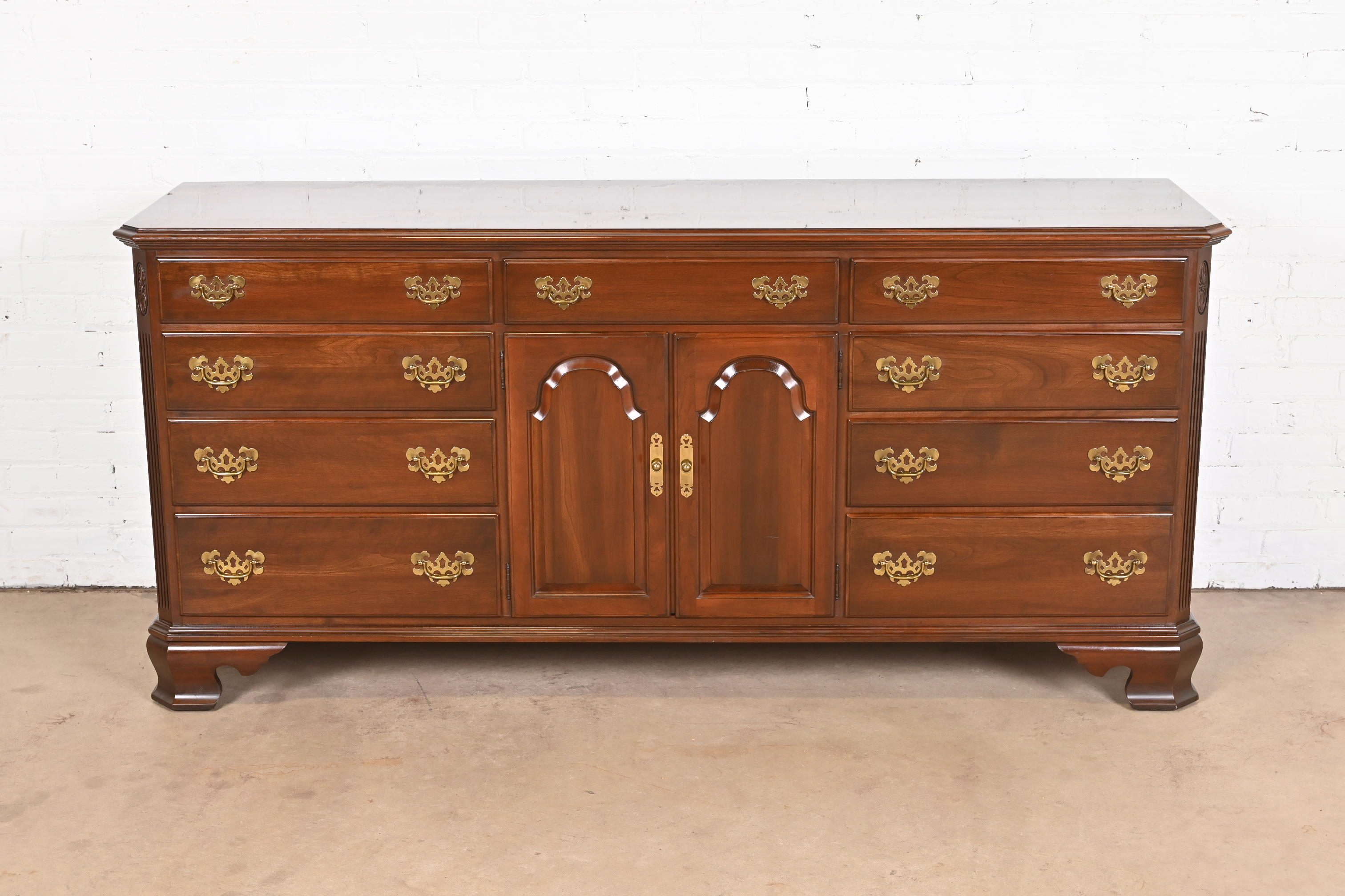 Ethan Allen Georgian Solid Cherry Wood Dresser or Credenza - Image 2