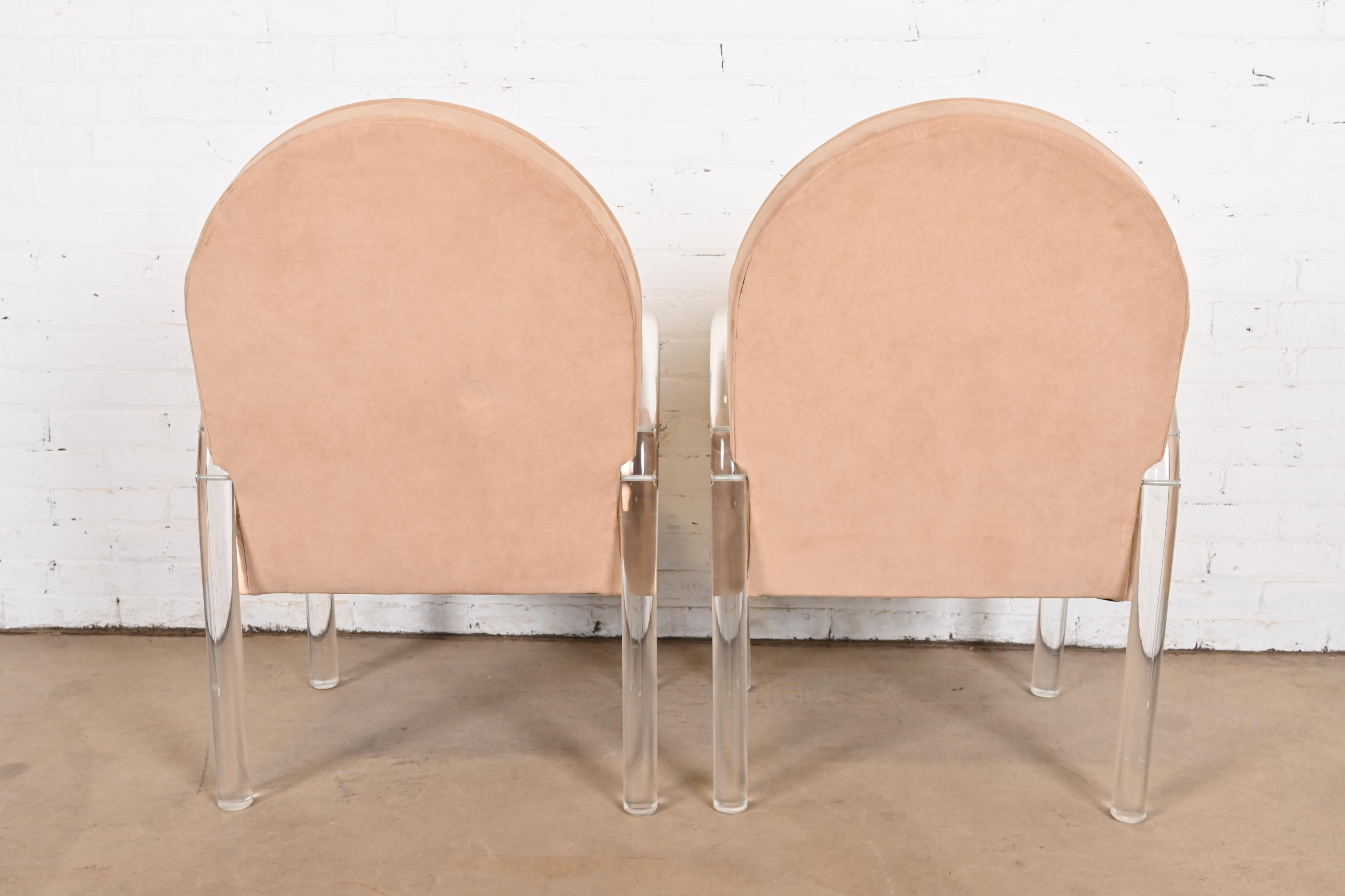 Leon Rosen for Pace Collection Modern Art Deco Lucite Waterfall Armchairs, Pair - Image 10