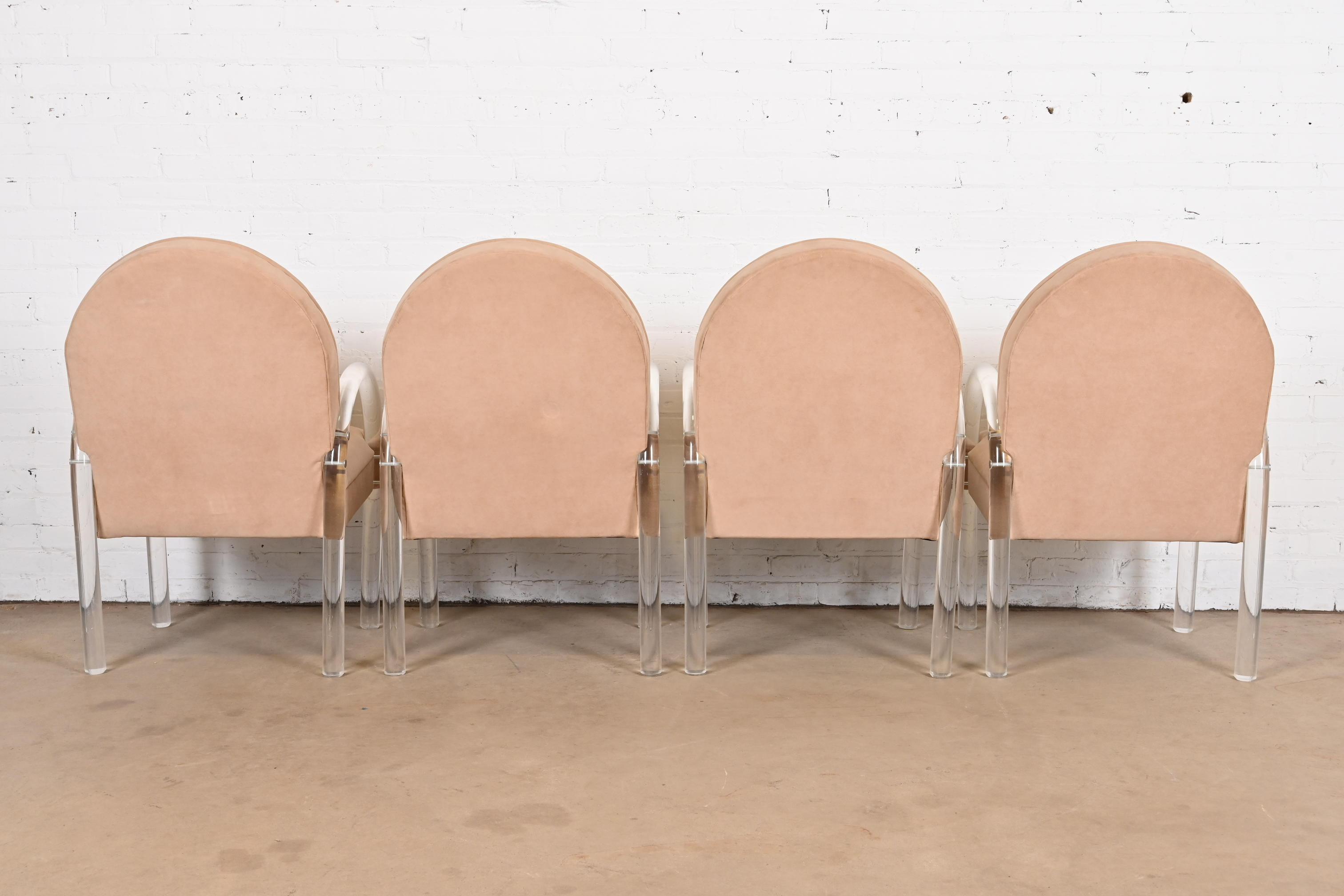 Leon Rosen for Pace Collection Modern Art Deco Lucite Waterfall Armchairs, Set of Four - Image 7
