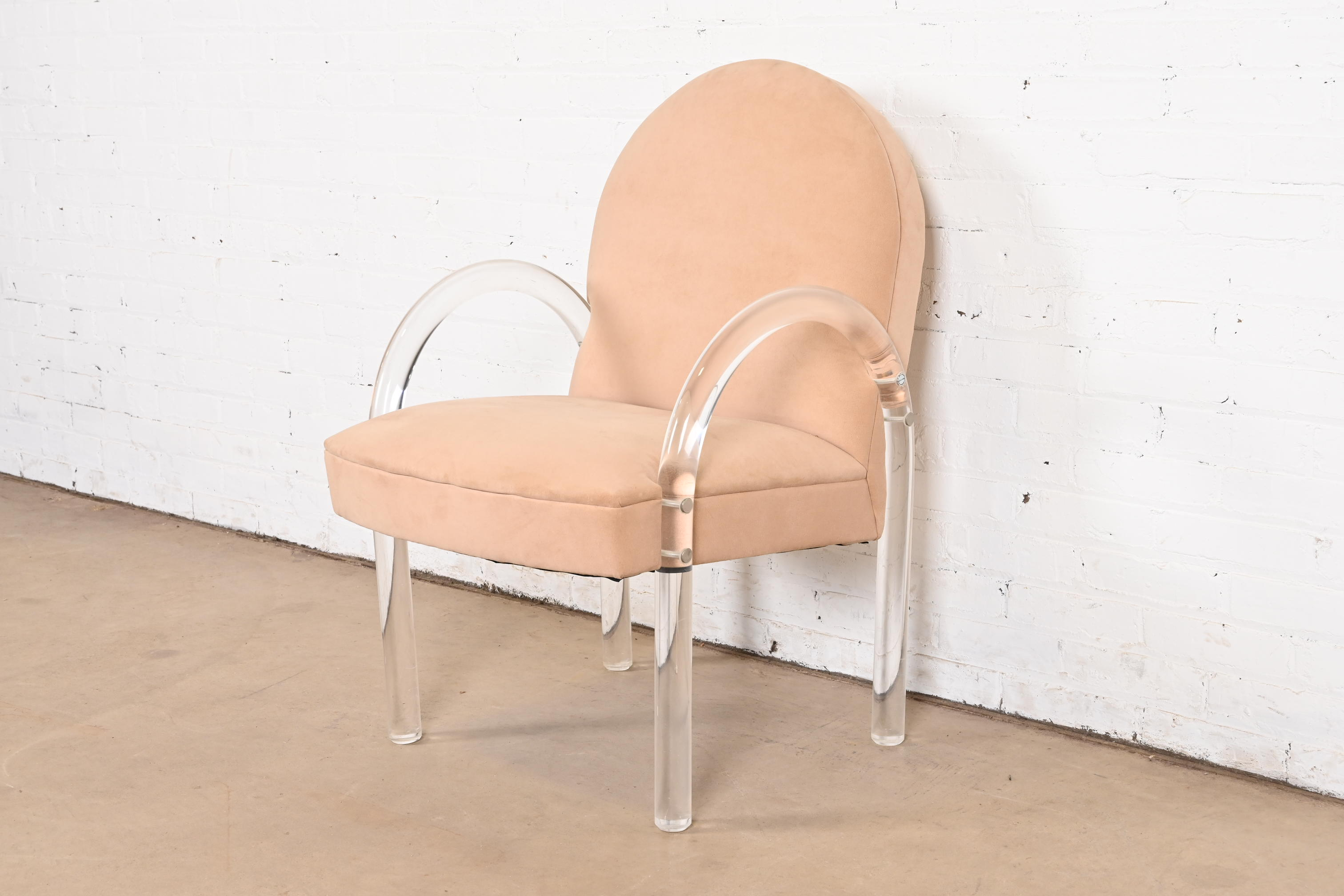 Leon Rosen for Pace Collection Modern Art Deco Lucite Waterfall Armchairs, Set of Six - Image 9
