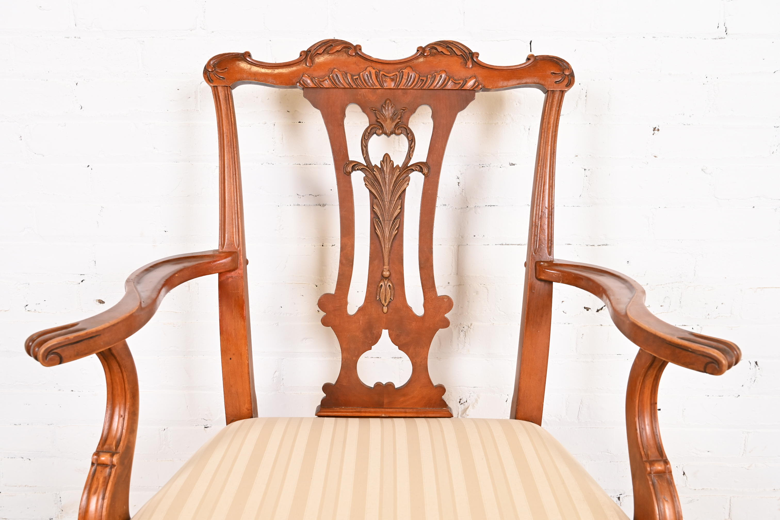 Romweber French Provincial Louis XV Burl Wood Armchairs, Pair - Image 5