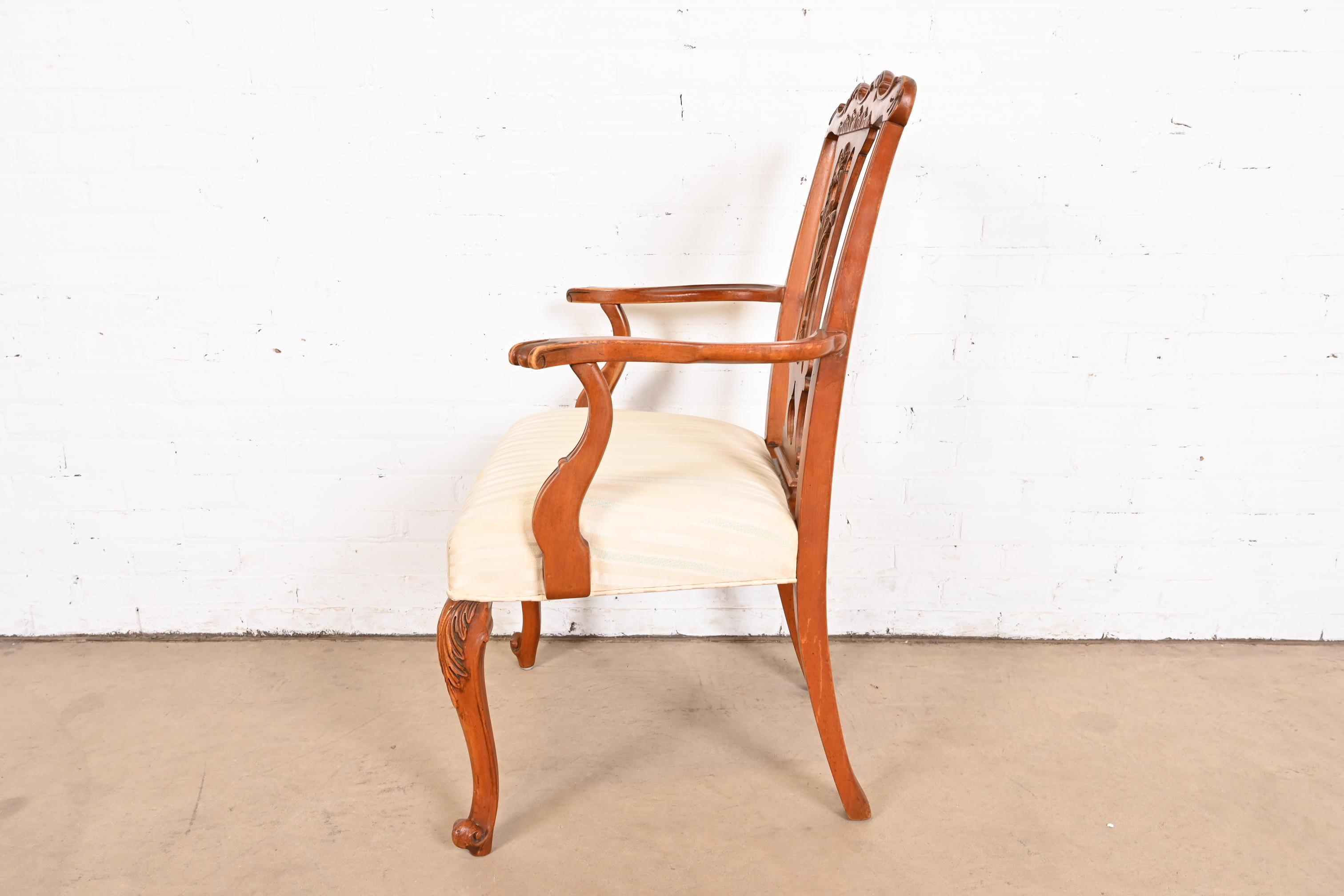 Romweber French Provincial Louis XV Burl Wood Armchairs, Pair - Image 7