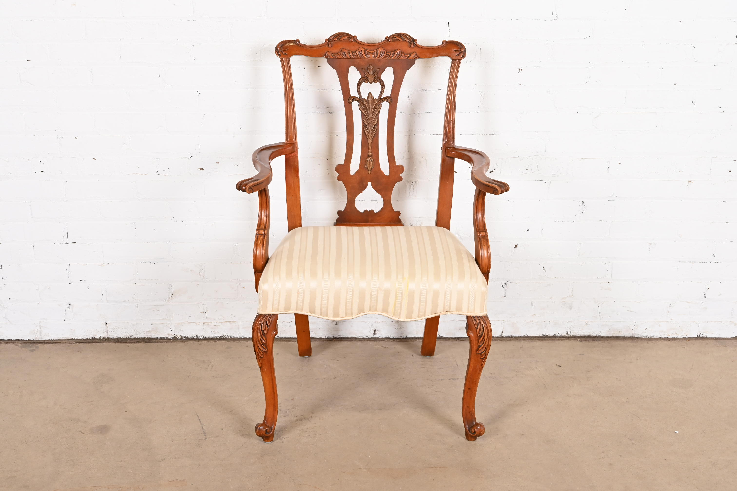 Romweber French Provincial Louis XV Burl Wood Armchairs, Pair - Image 3