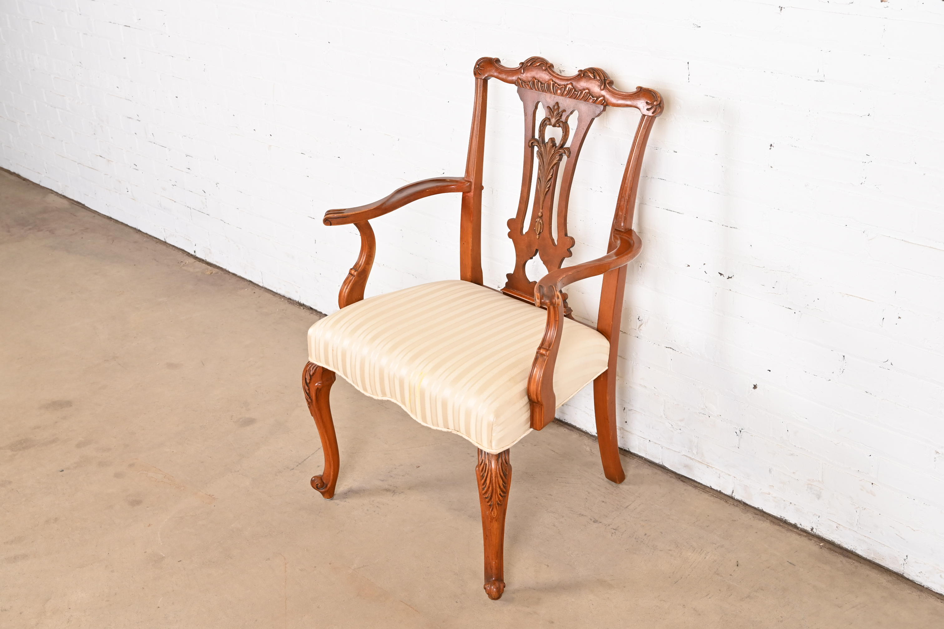 Romweber French Provincial Louis XV Burl Wood Armchairs, Pair - Image 4