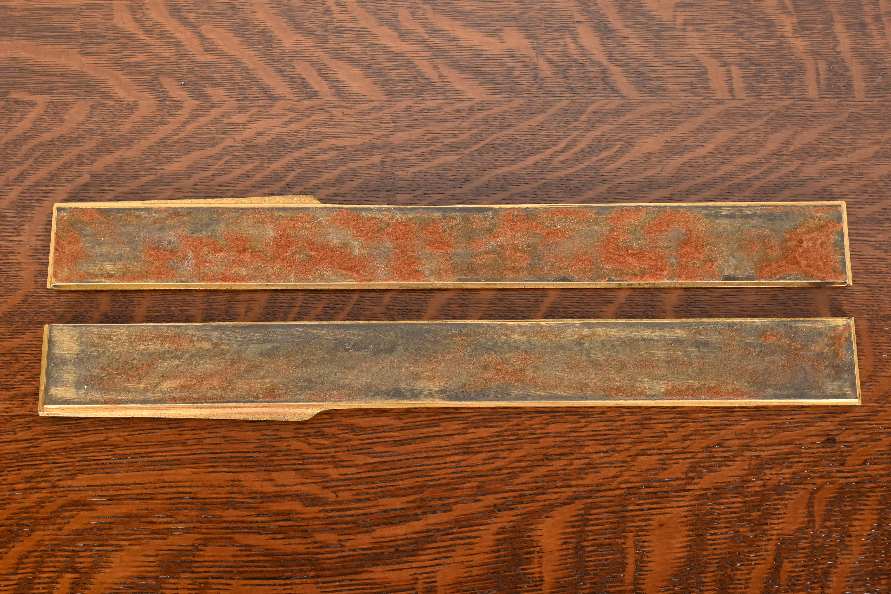 Tiffany Studios New York 'American Indian' Bronze Doré Blotter Ends With Leather Desk Blotter - Image 10