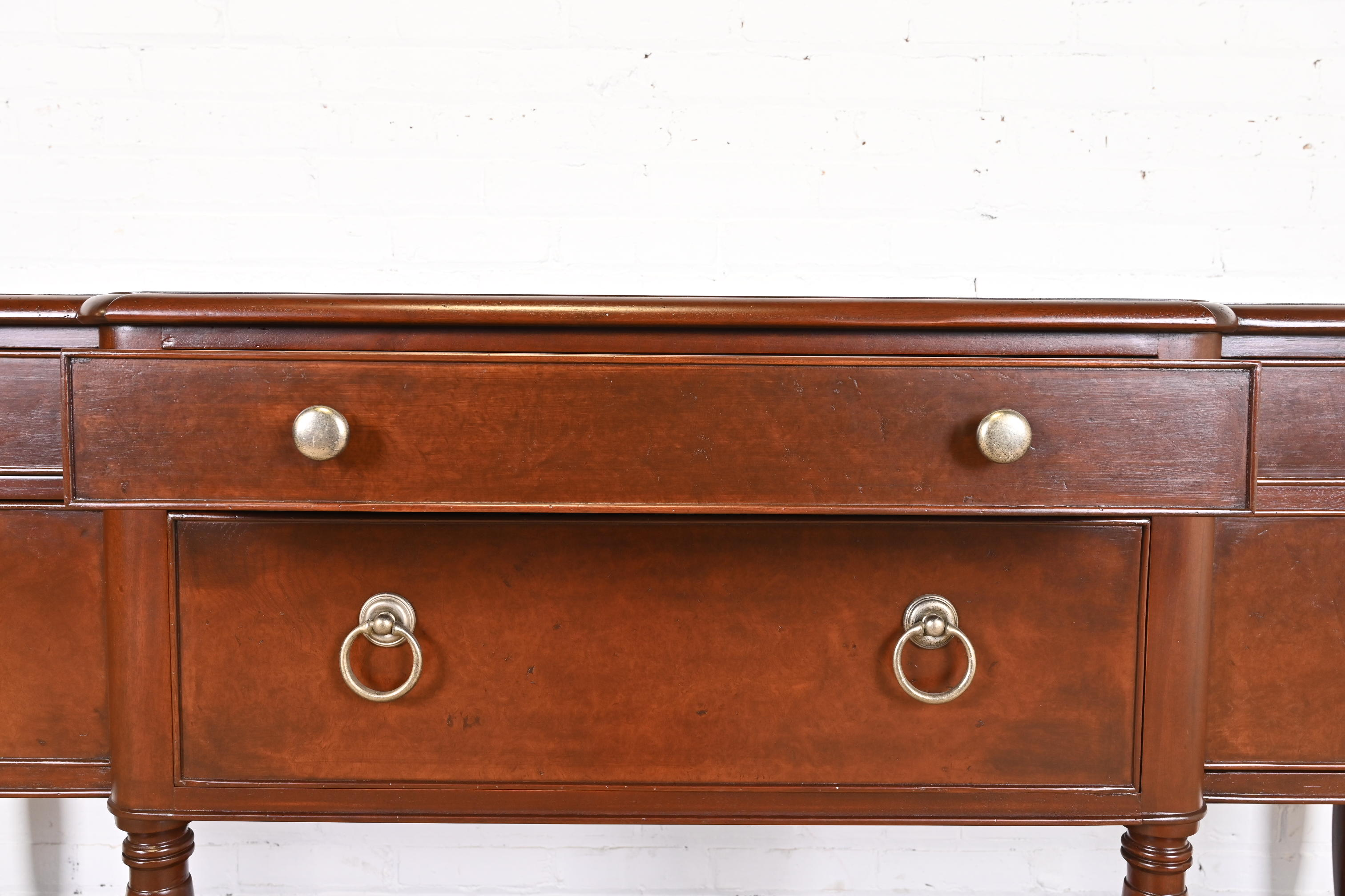 Baker Furniture Italian Provincial Mahogany and Burl Wood Sideboard, Newly Refinished - Image 5
