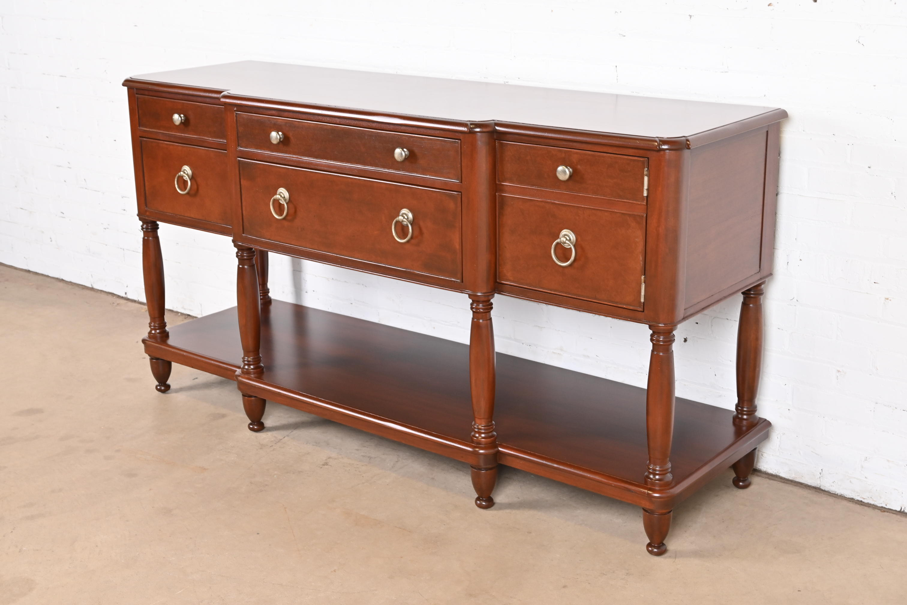 Baker Furniture Italian Provincial Mahogany and Burl Wood Sideboard, Newly Refinished - Image 2
