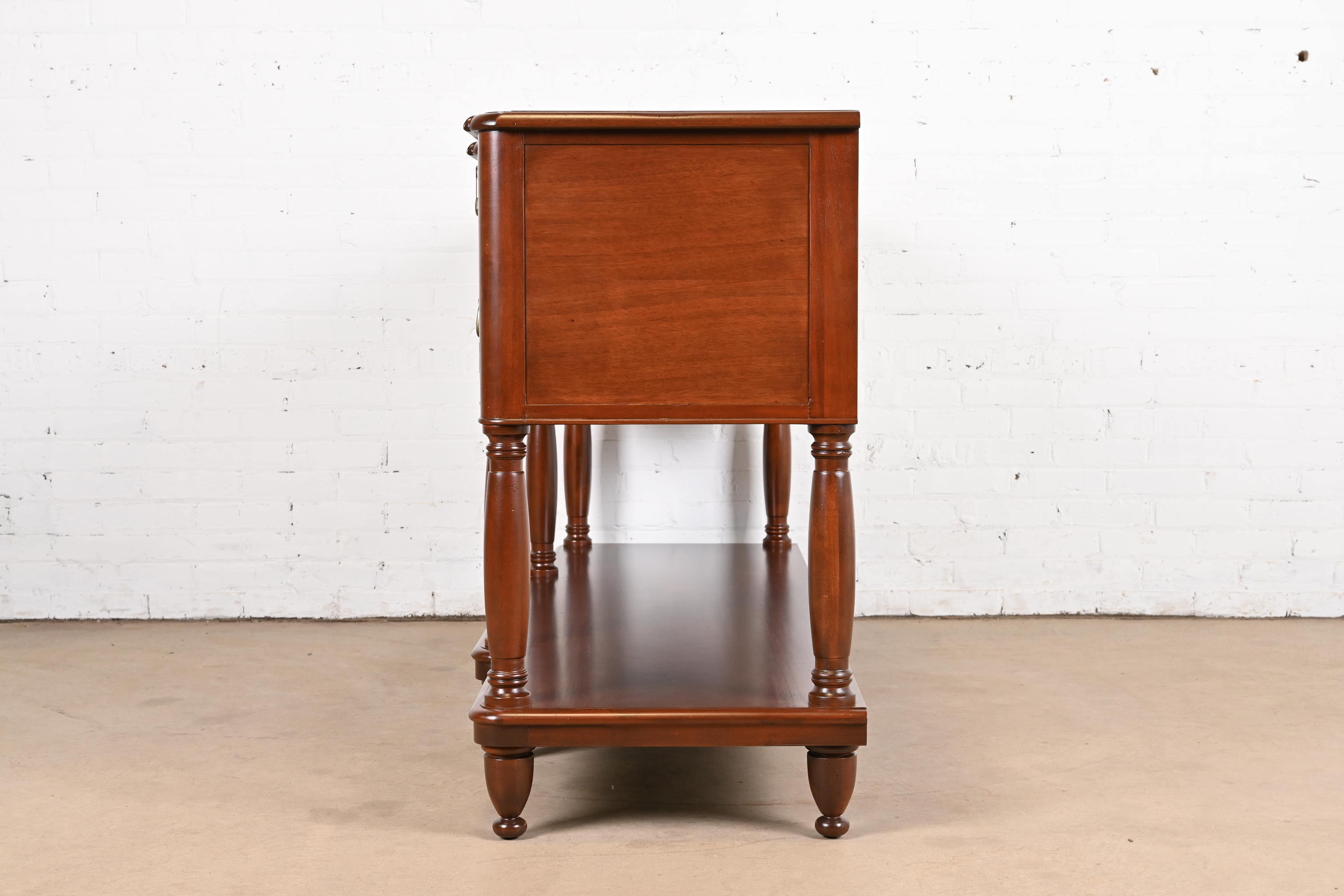 Baker Furniture Italian Provincial Mahogany and Burl Wood Sideboard, Newly Refinished - Image 10