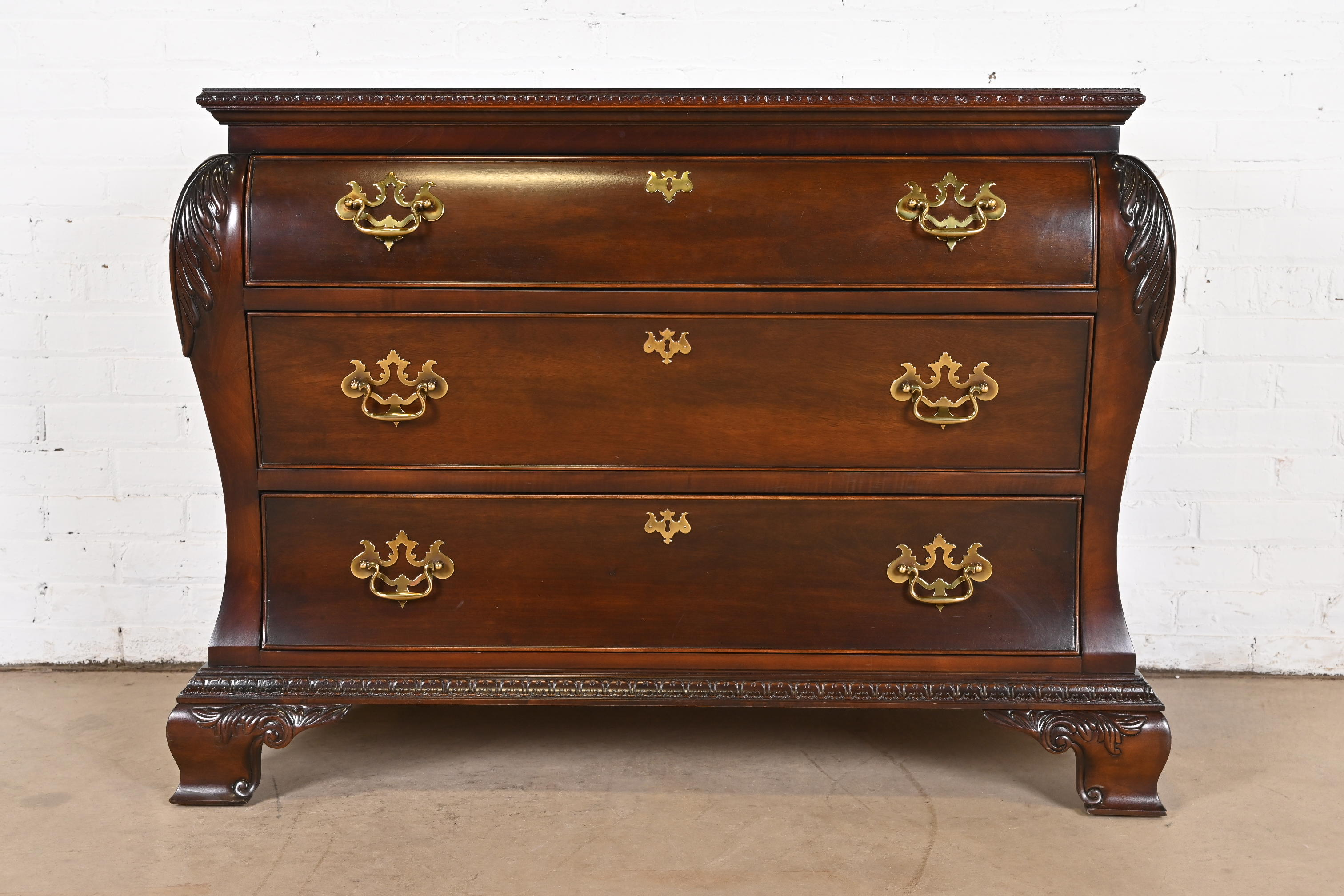 Century Furniture Georgian Carved Mahogany Bombay Dresser or Commode