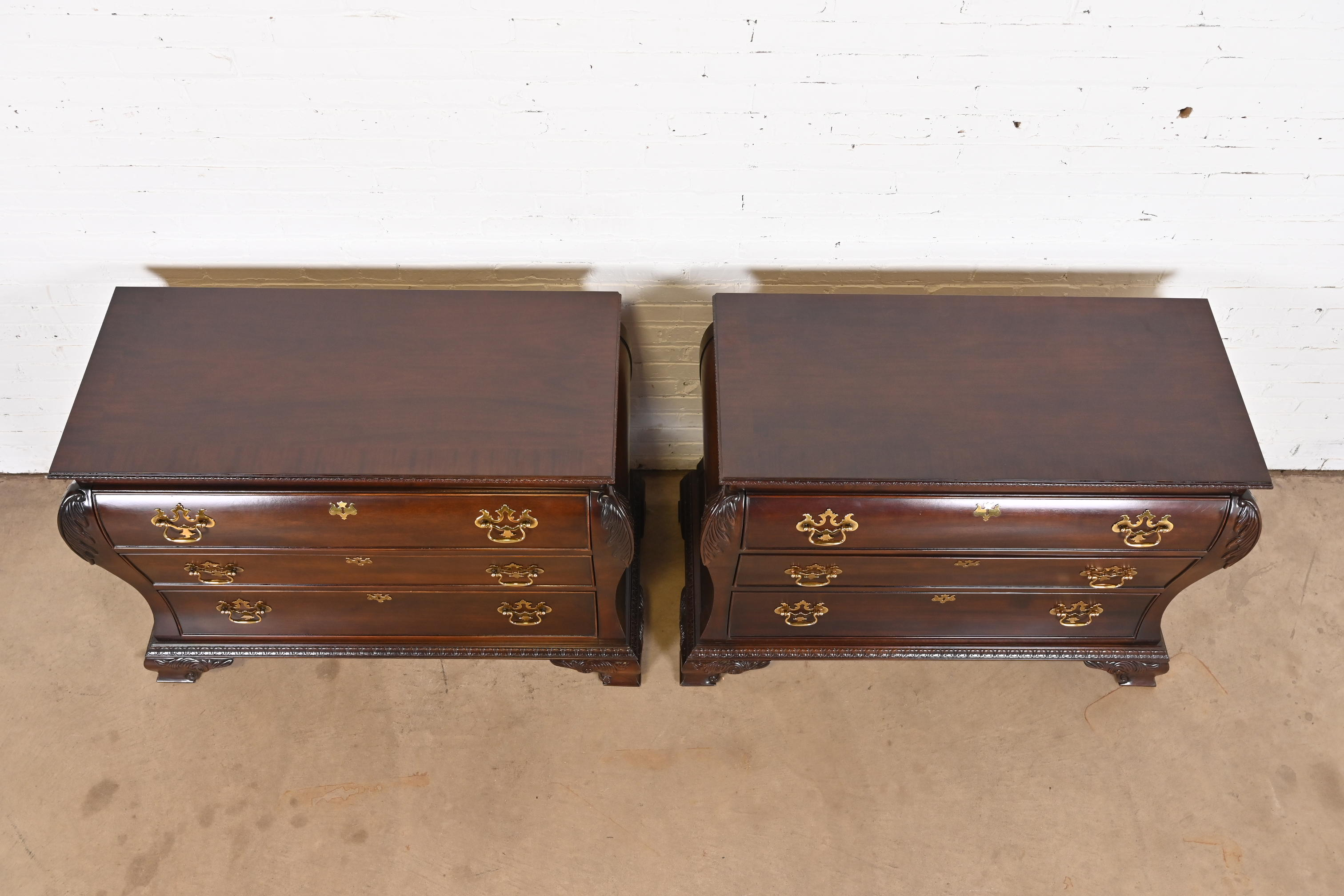 Century Furniture Georgian Carved Mahogany Bombay Dressers or Commodes, Pair - Image 9