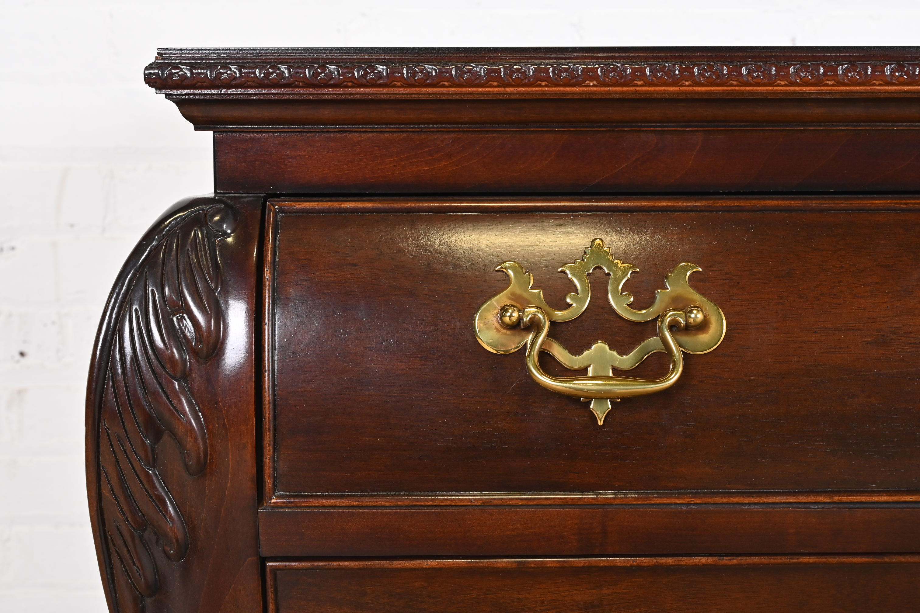 Century Furniture Georgian Carved Mahogany Bombay Dressers or Commodes, Pair - Image 4