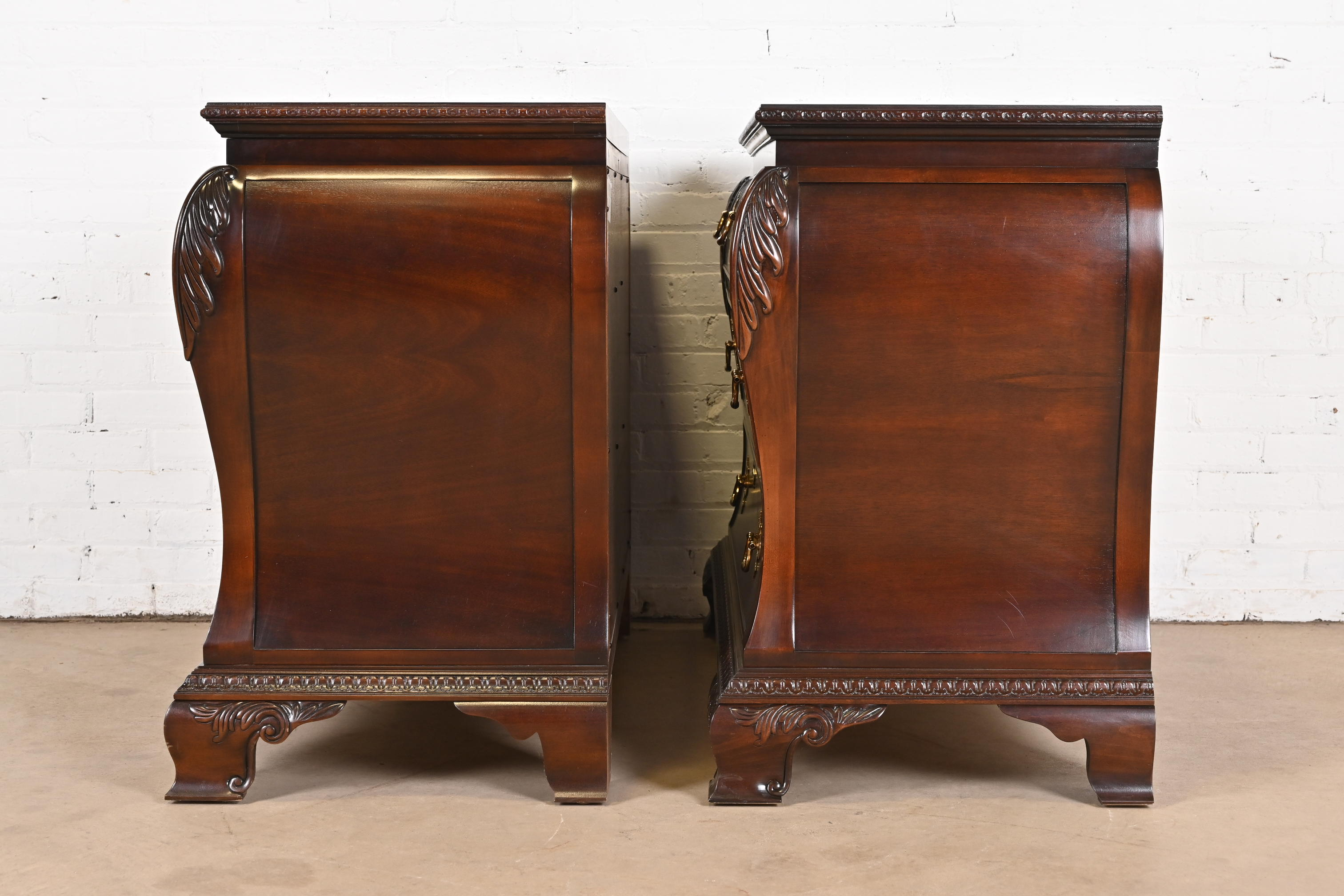 Century Furniture Georgian Carved Mahogany Bombay Dressers or Commodes, Pair - Image 10