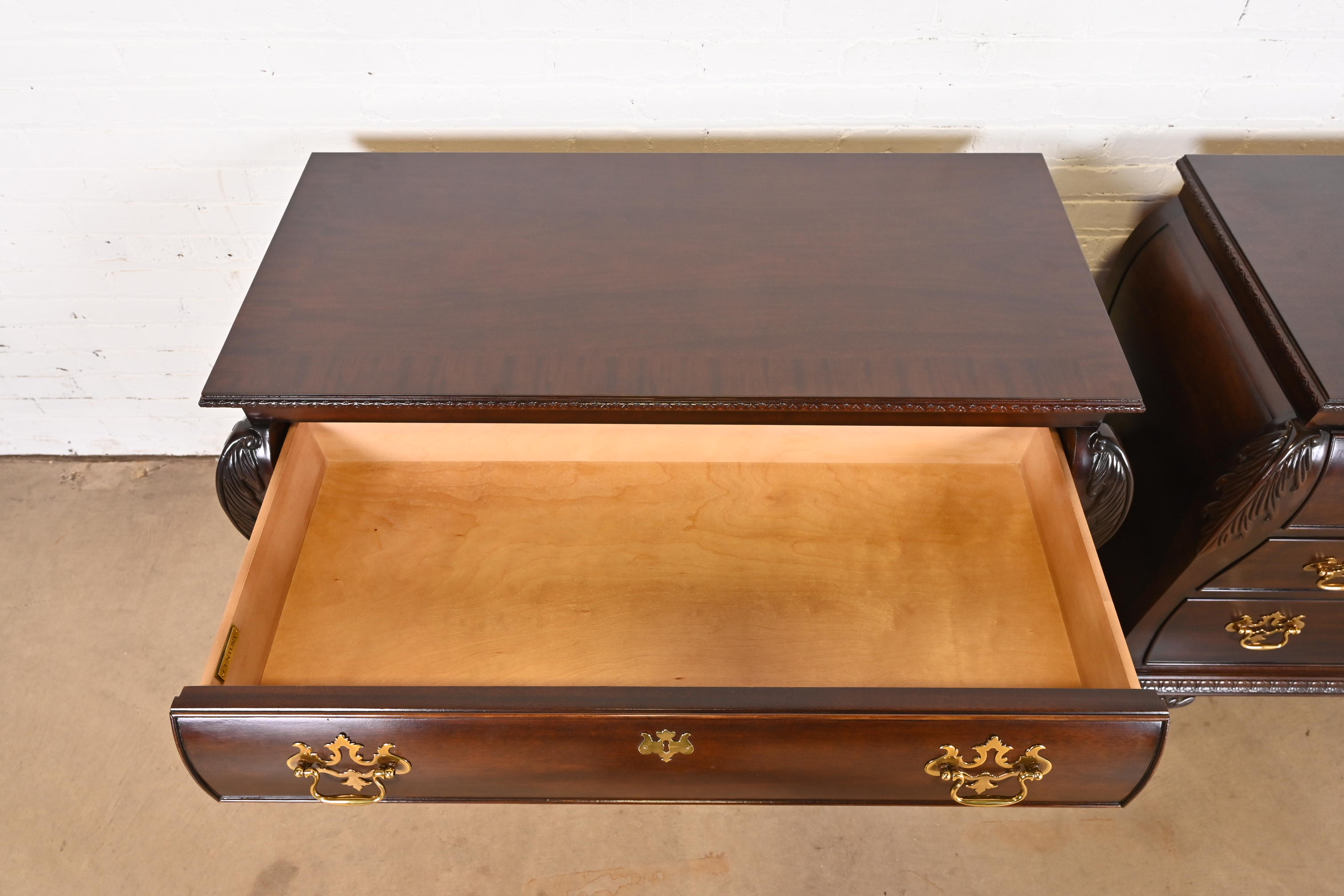 Century Furniture Georgian Carved Mahogany Bombay Dressers or Commodes, Pair - Image 7