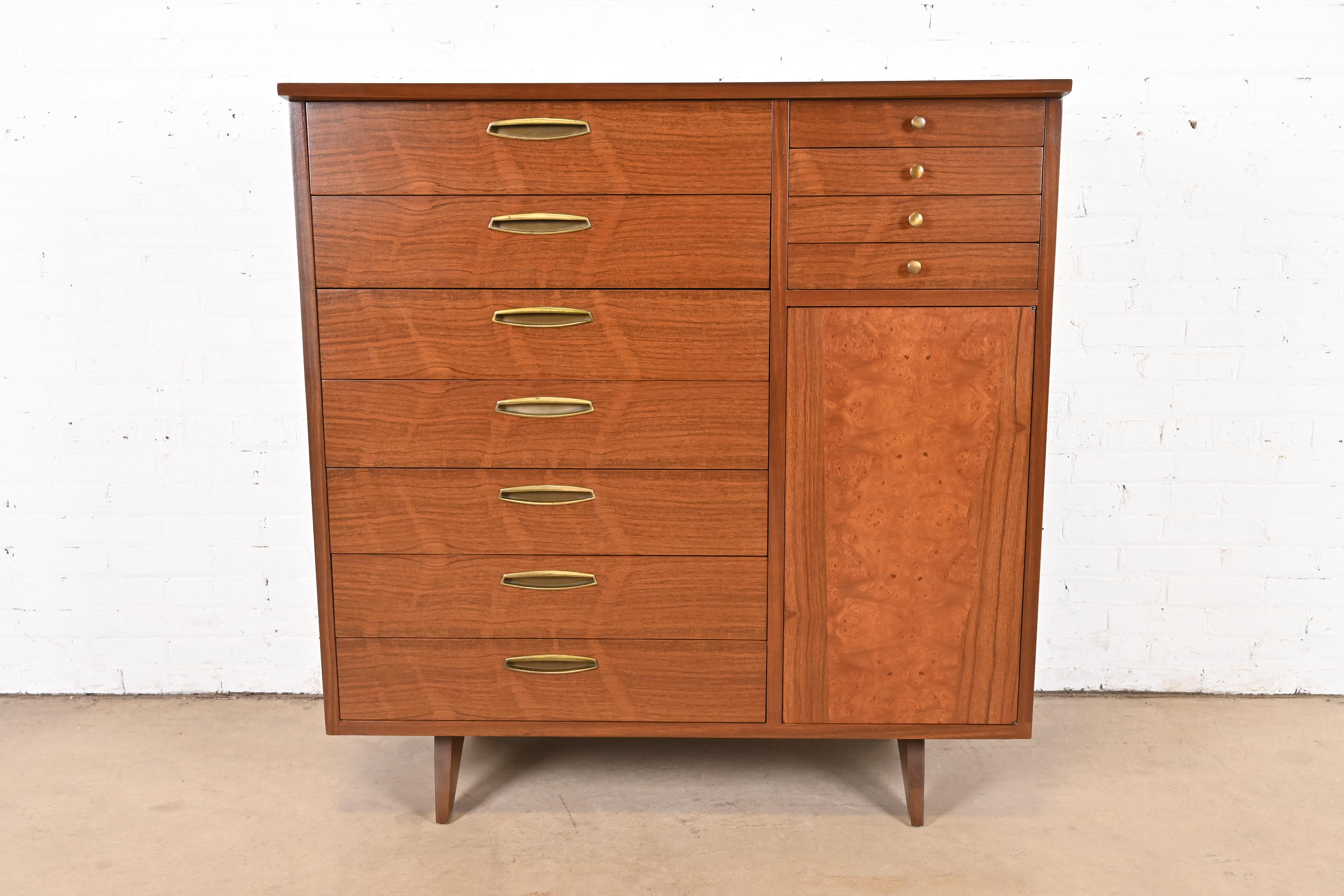 George Nakashima Sculpted Walnut Gentleman's Chest for Widdicomb, Newly Restored