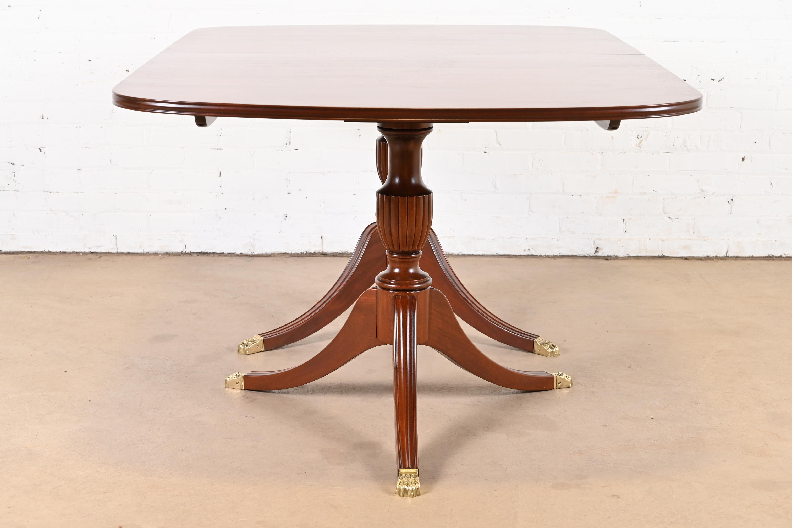 Henkel Harris Georgian Mahogany Double Pedestal Extension Dining Table, Newly Refinished - Image 9