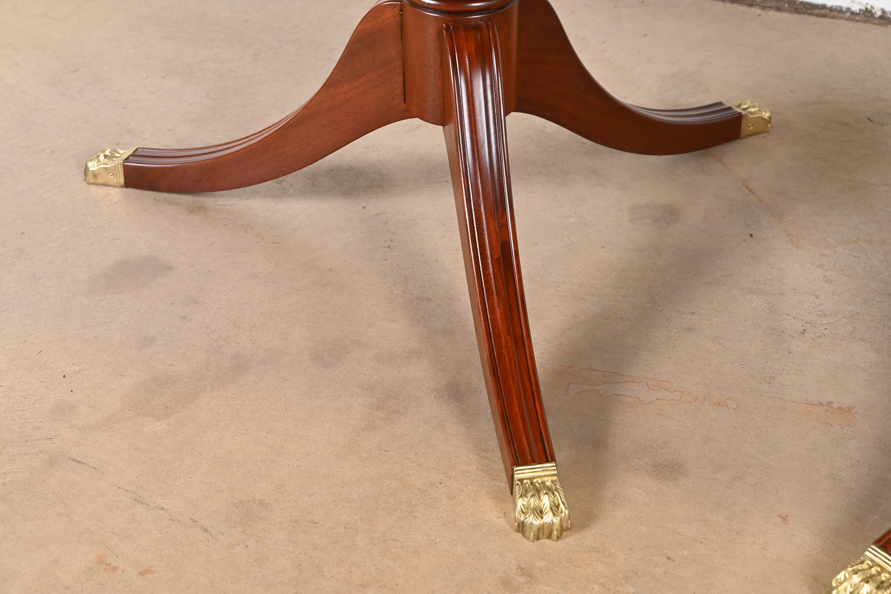 Henkel Harris Georgian Mahogany Double Pedestal Extension Dining Table, Newly Refinished - Image 8