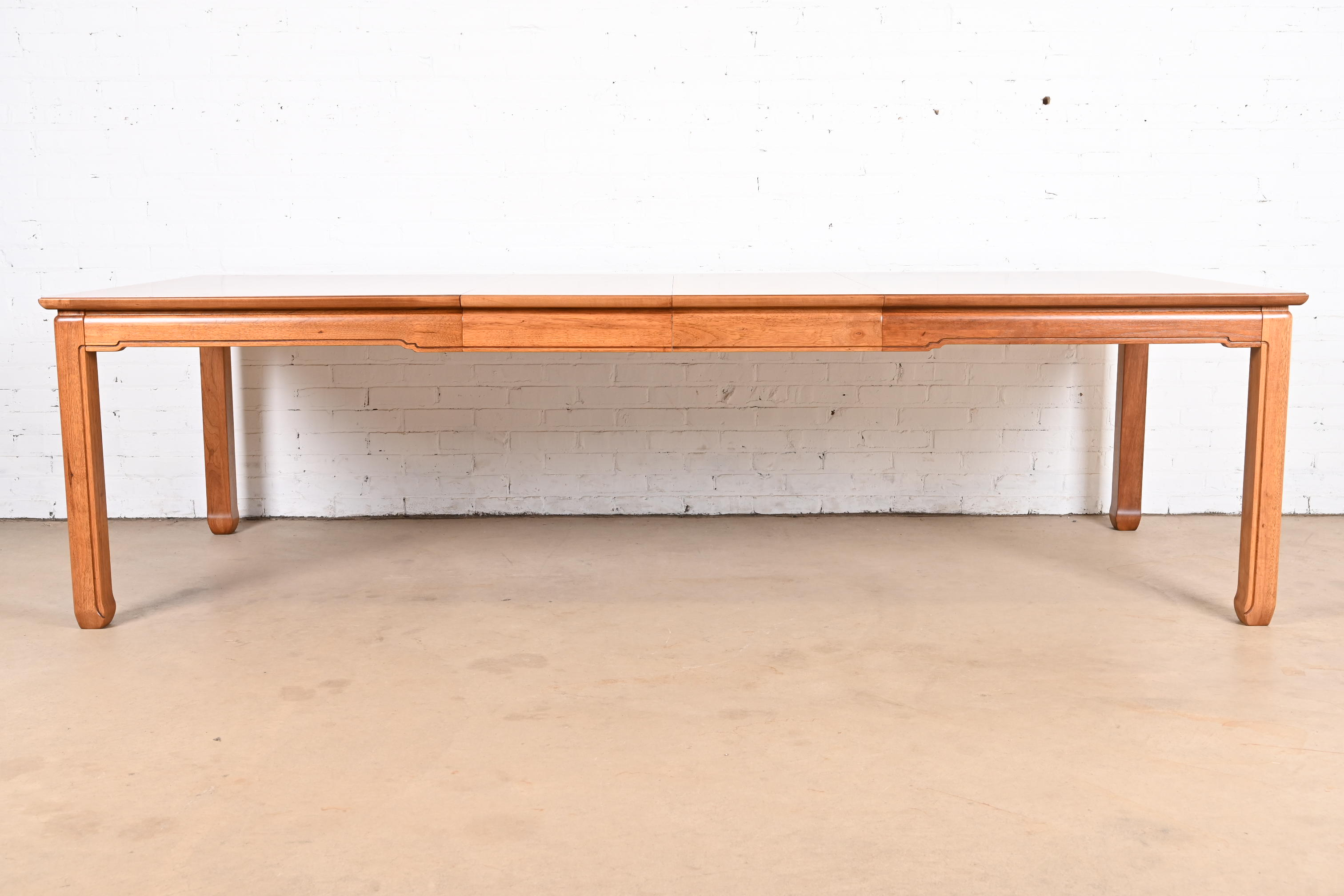 Henredon Mid-Century Hollywood Regency Burl Wood Extension Dining Table, Newly Refinished - Image 4