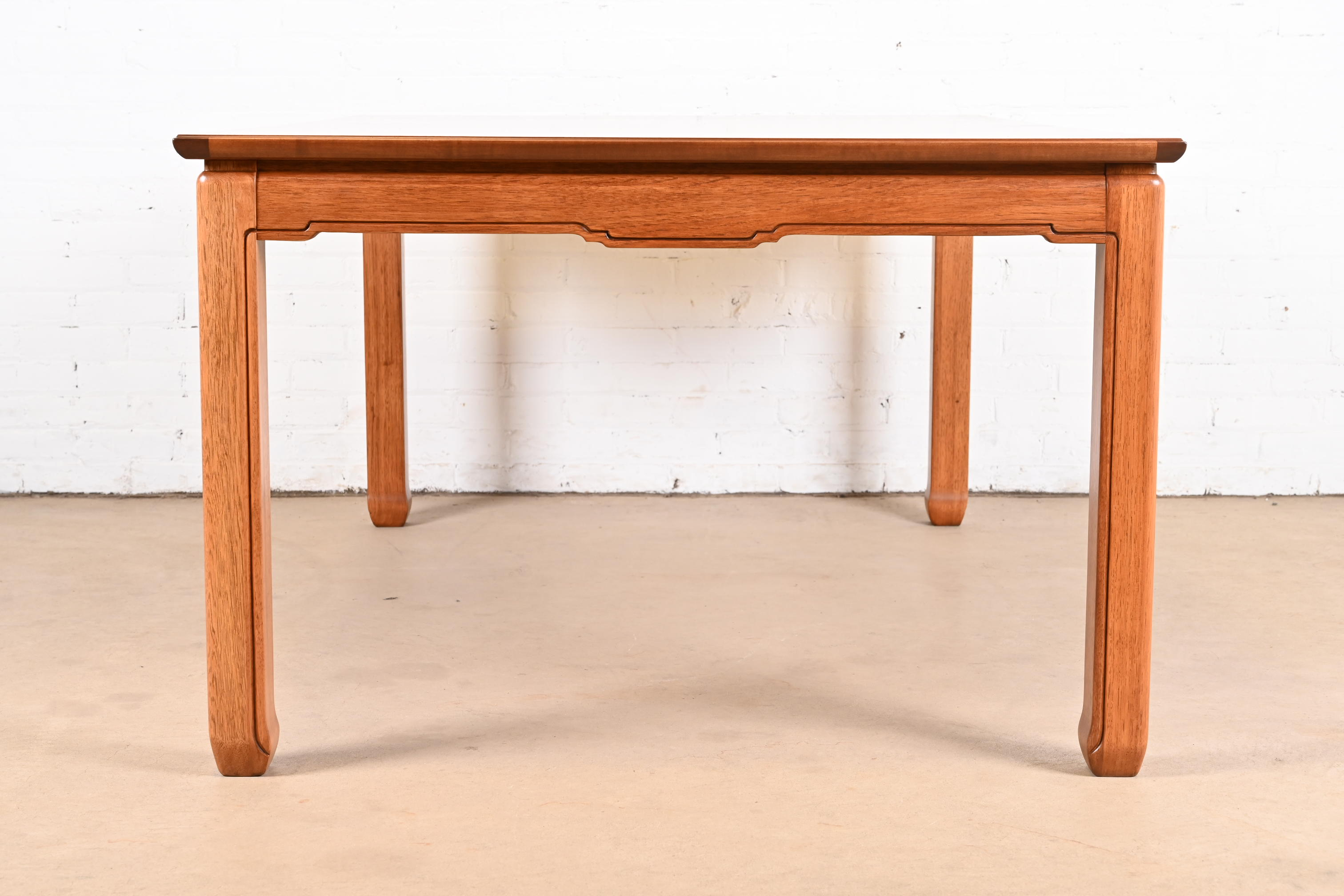 Henredon Mid-Century Hollywood Regency Burl Wood Extension Dining Table, Newly Refinished - Image 10