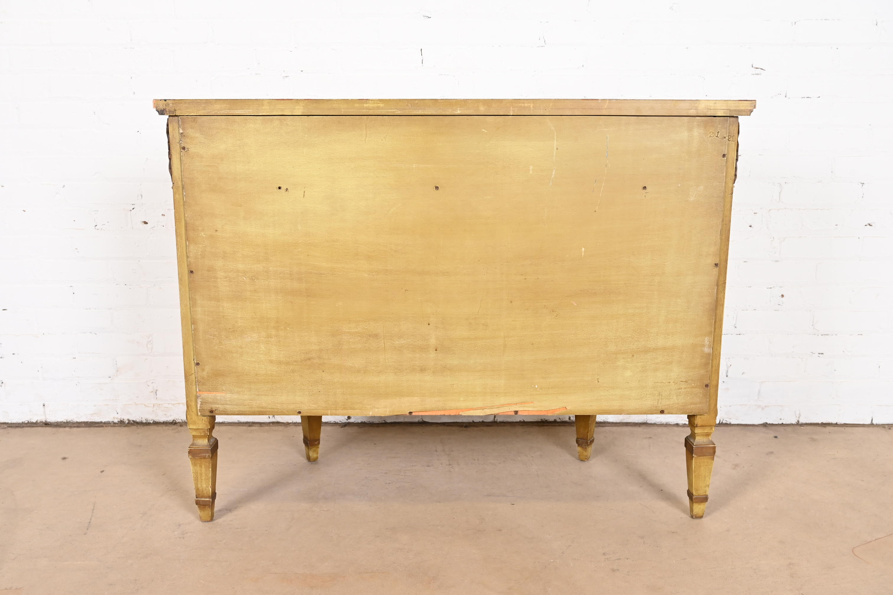 Italian Neoclassical Hand Painted Demilune Console or Bar Cabinet - Image 11