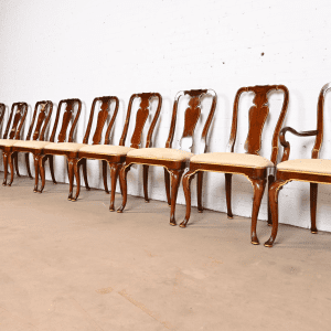 Kindel Furniture Queen Anne Carved Mahogany and Gold Gilt Dining Chairs, Set of Ten
