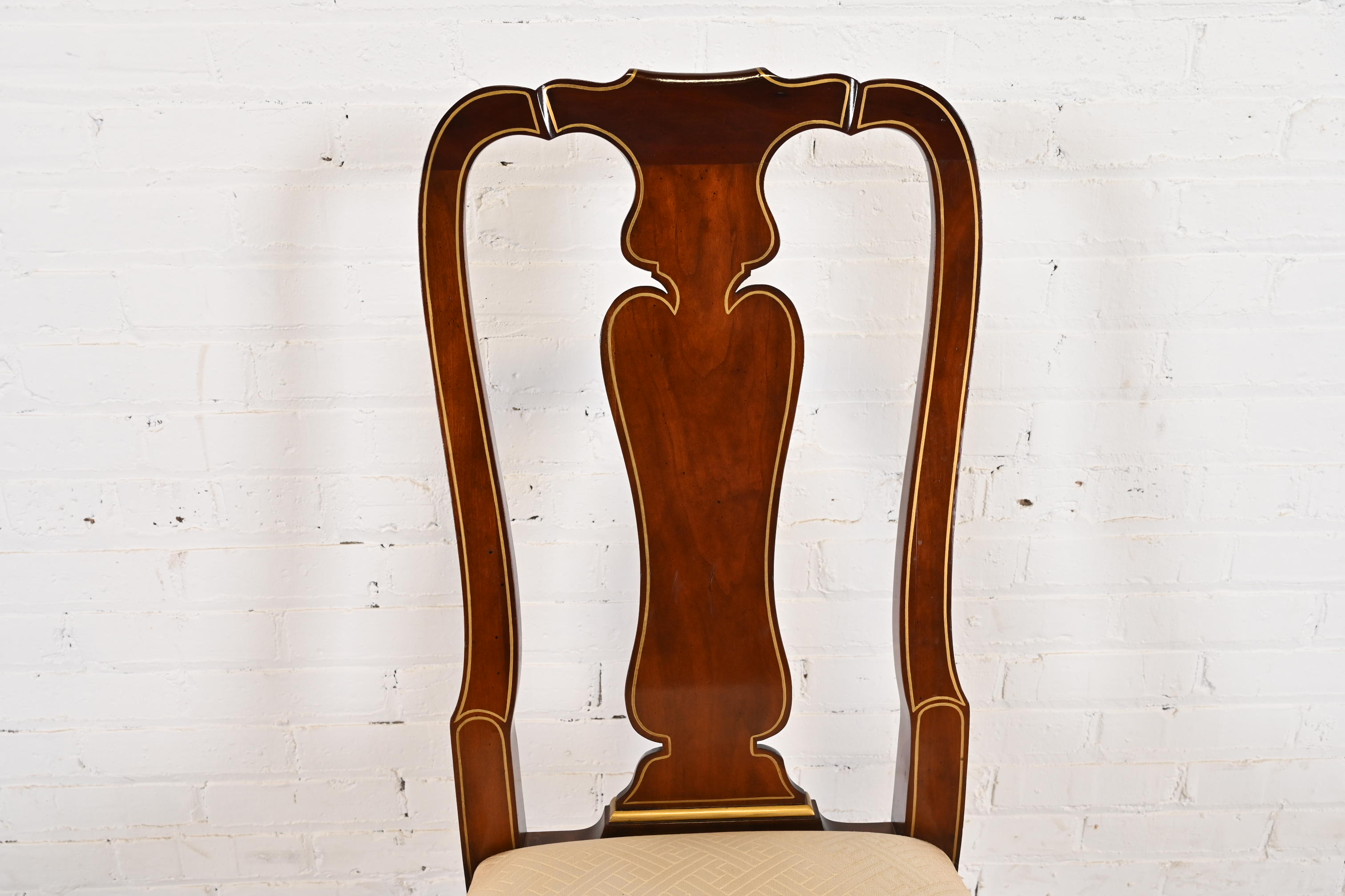 Kindel Furniture Queen Anne Carved Mahogany and Gold Gilt Dining Chairs, Set of Ten - Image 8