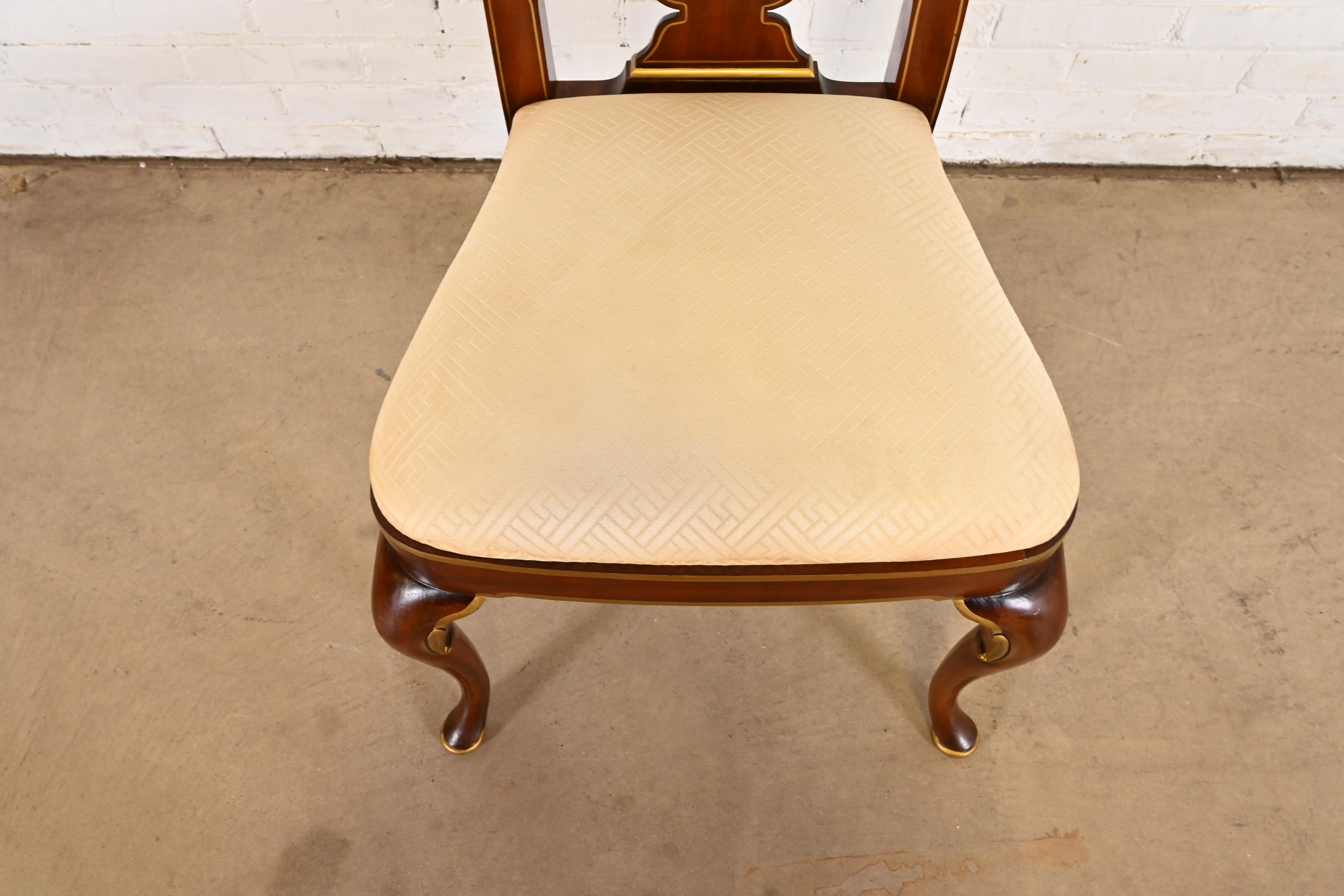 Kindel Furniture Queen Anne Carved Mahogany and Gold Gilt Dining Chairs, Set of Ten - Image 9