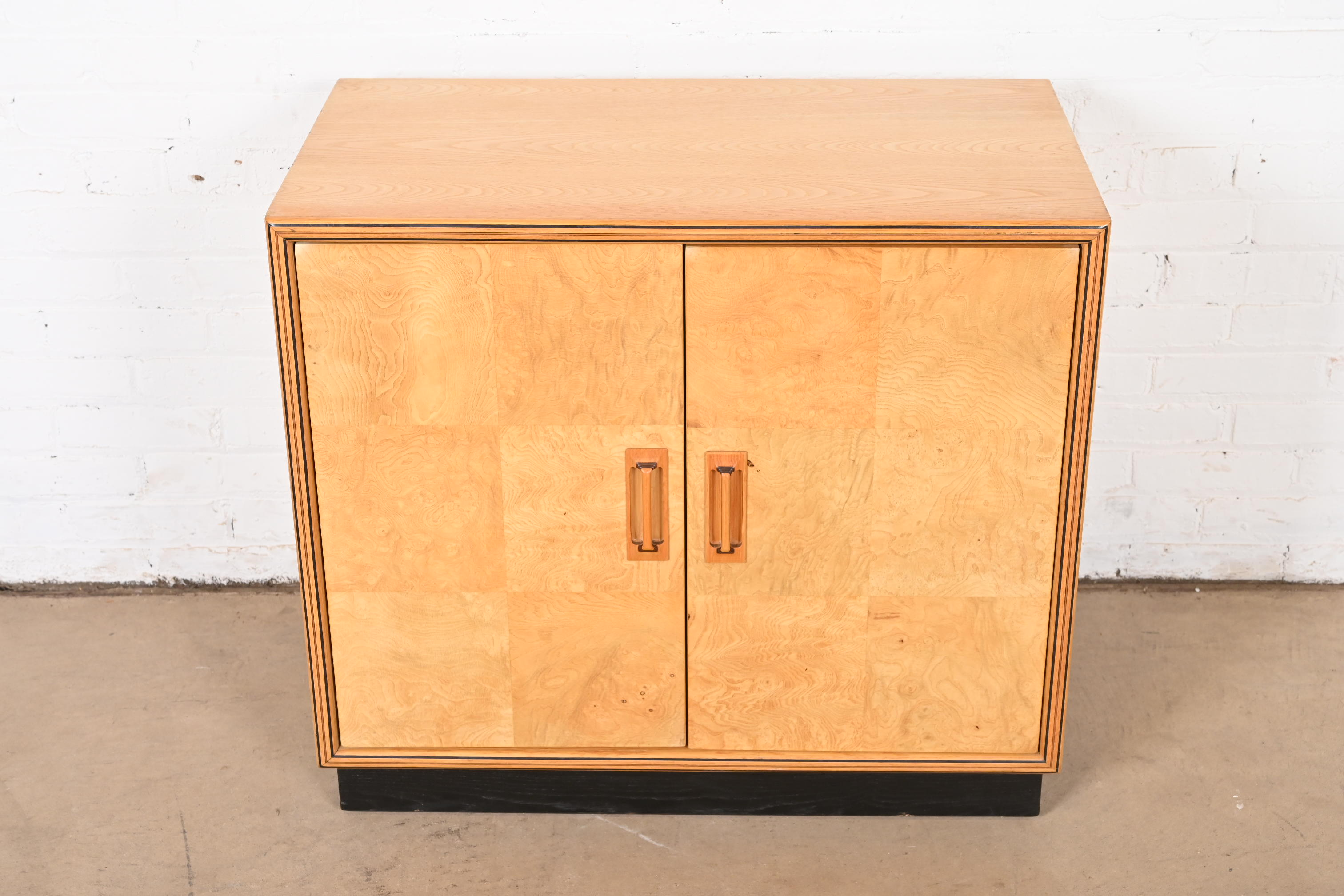 Milo Baughman Style Burl Wood Bar Cabinet by Henredon - Image 3