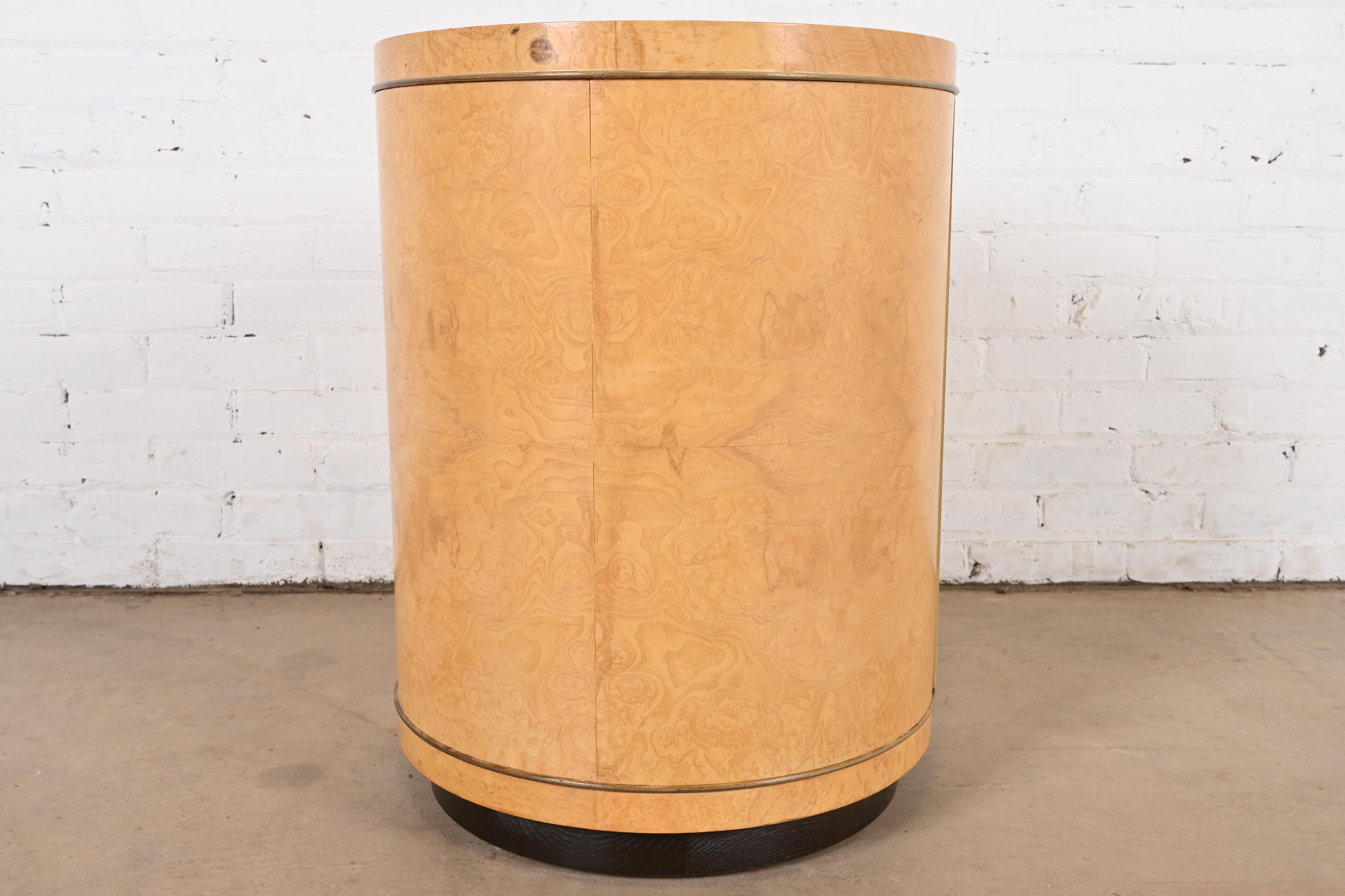 Milo Baughman Style Burl Wood Drum Side Table by Henredon - Image 10
