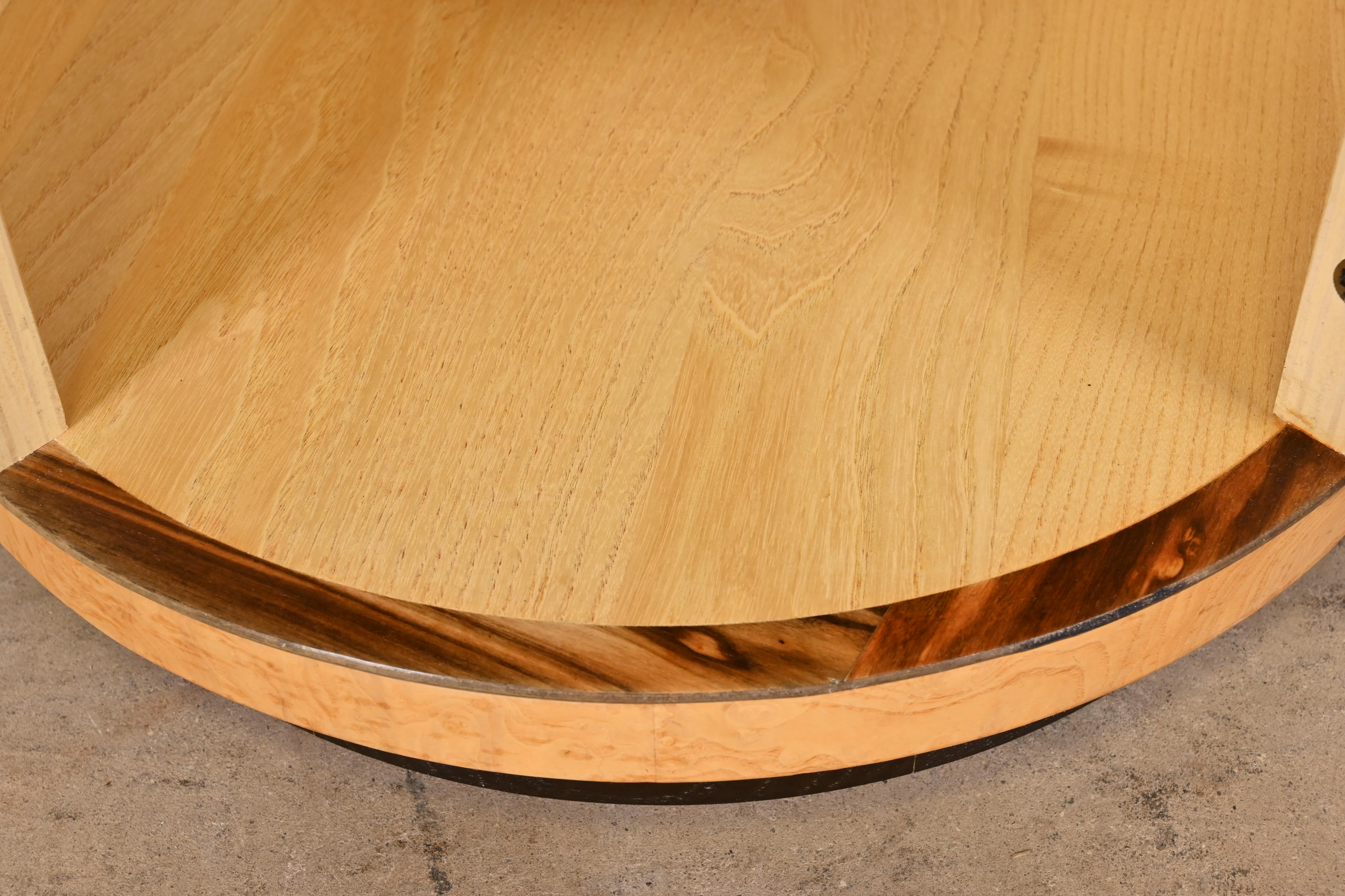 Milo Baughman Style Burl Wood Drum Side Table by Henredon - Image 8