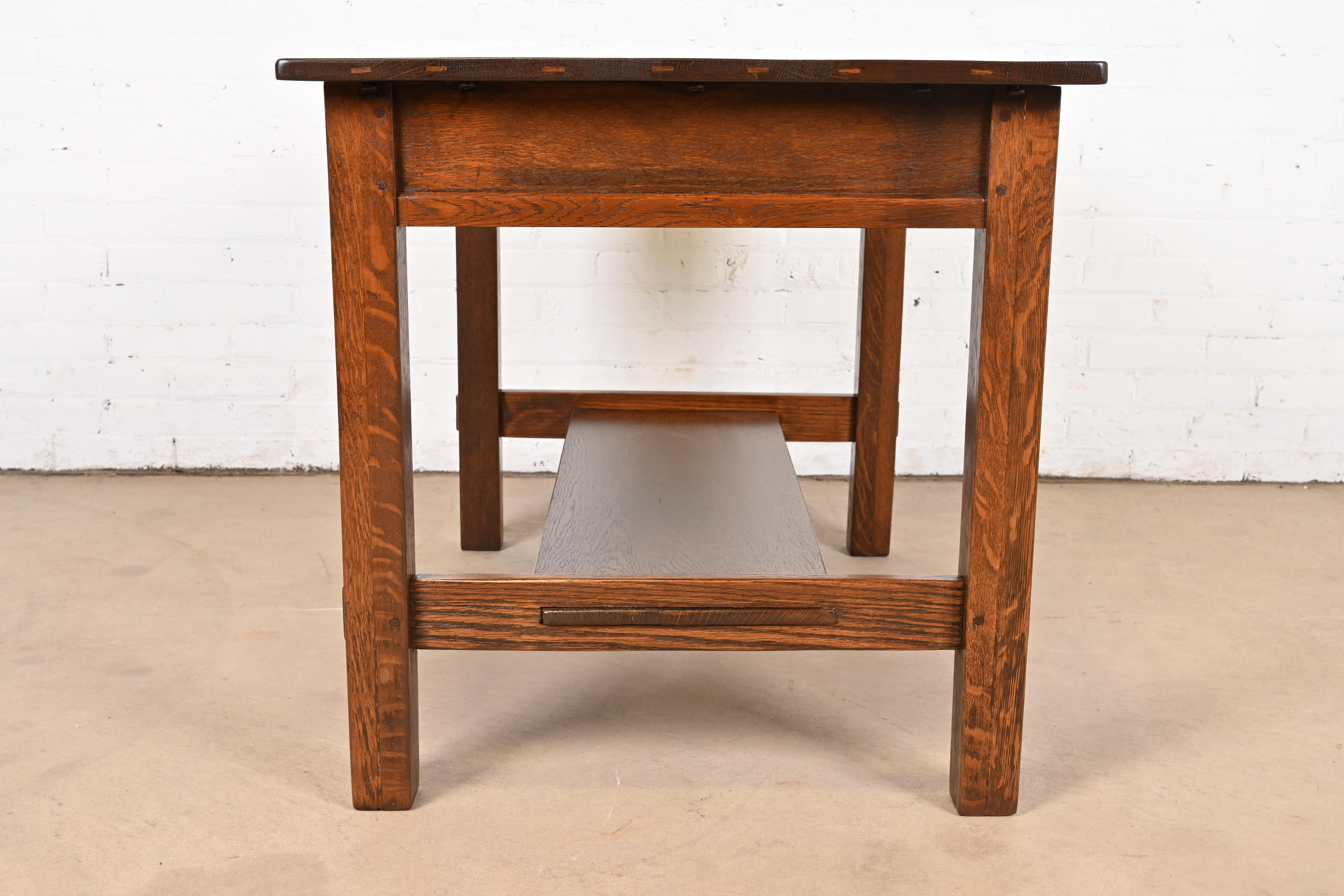Stickley Antique Mission Oak Arts & Crafts Desk or Library Table, Newly Refinished - Image 10