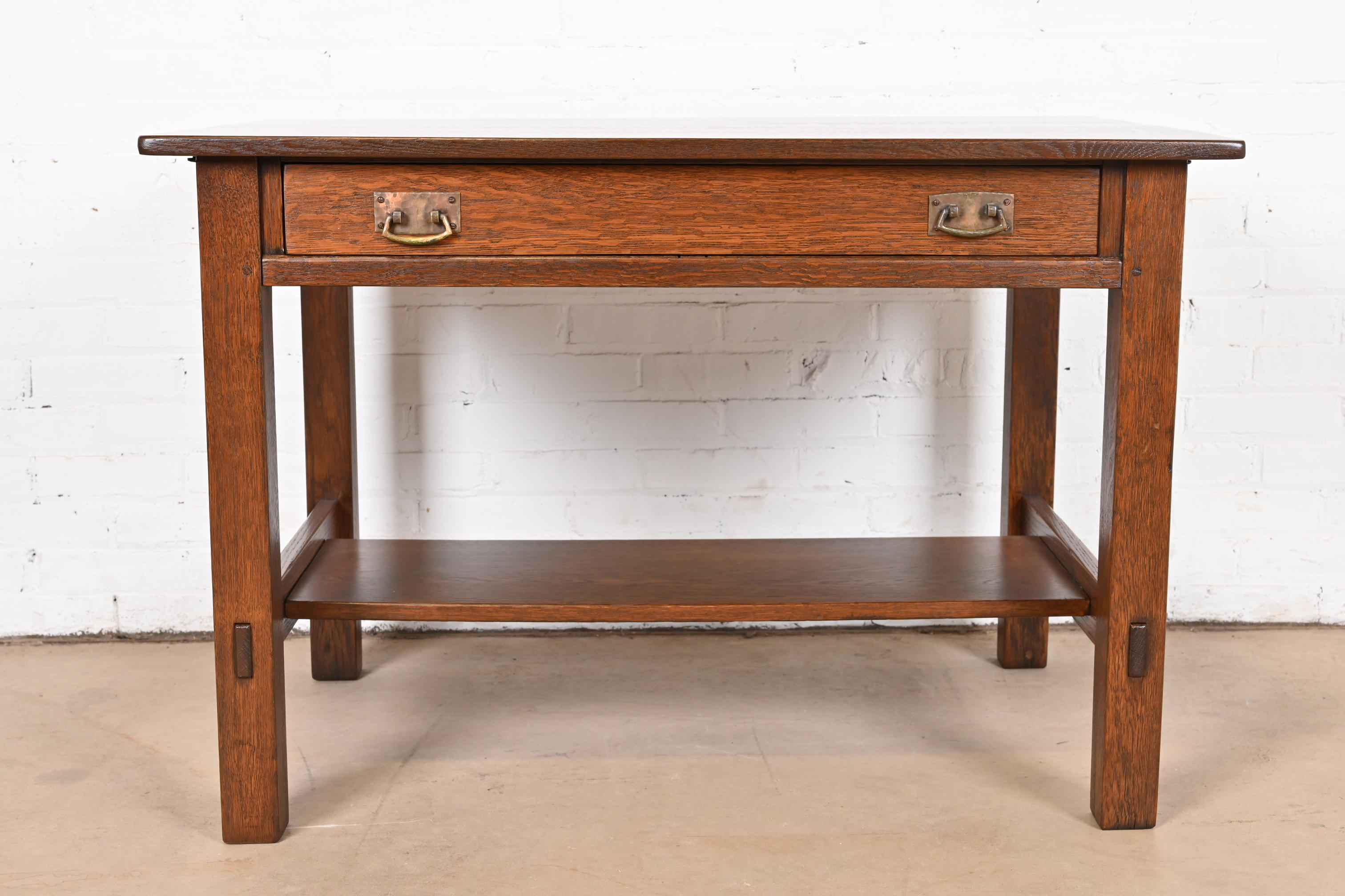 Stickley Antique Mission Oak Arts & Crafts Desk or Library Table, Newly Refinished - Image 2