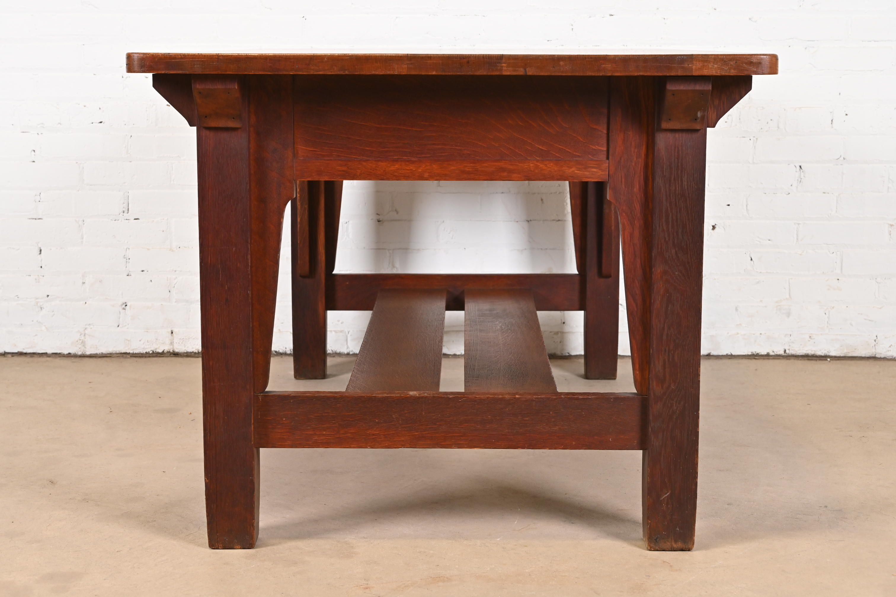 Stickley Brothers Antique Mission Oak Arts & Crafts Desk or Library Table, Circa 1900 - Image 11