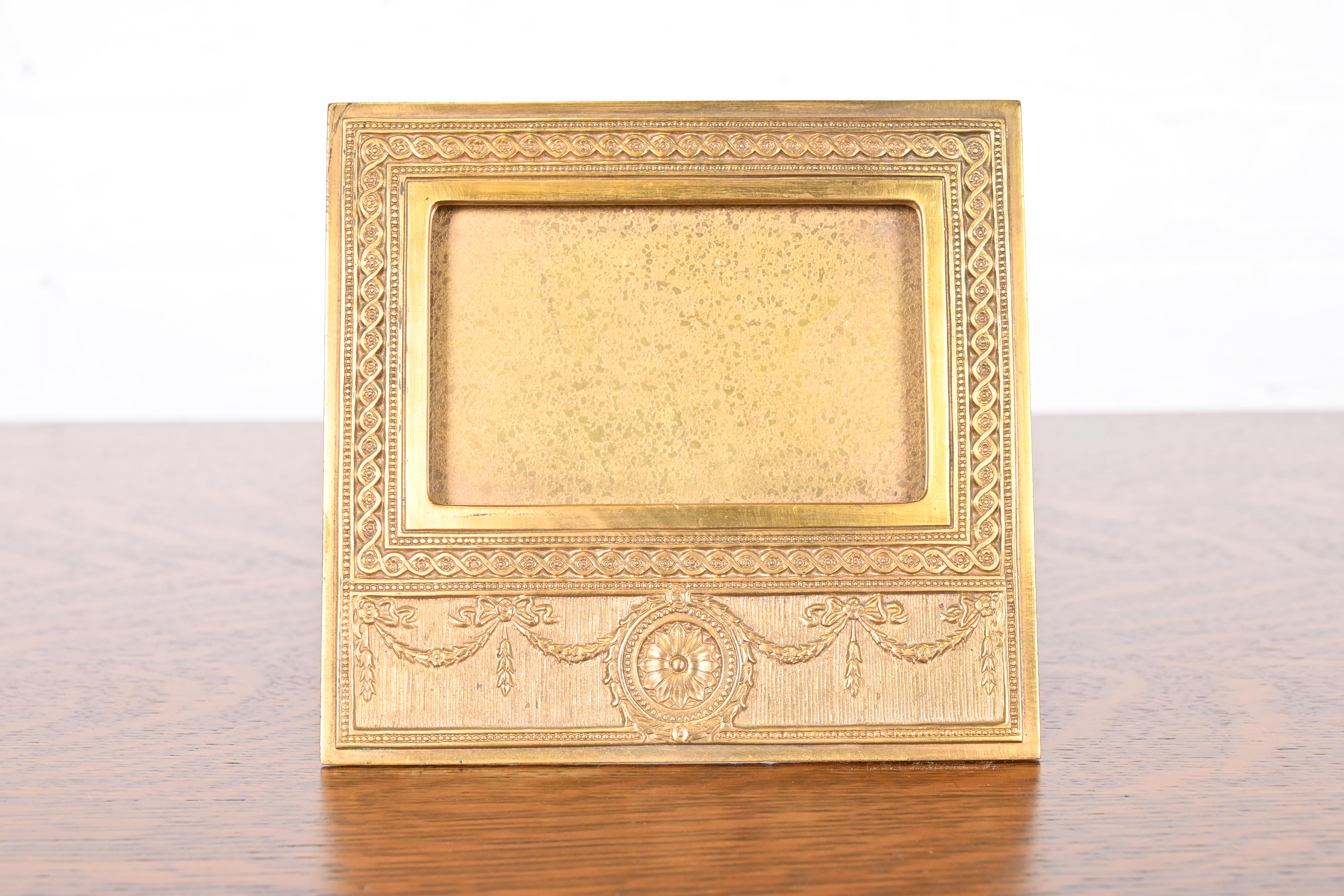 Tiffany Studios New York Adam Bronze Doré Desk Calendar Frame or Picture Frame