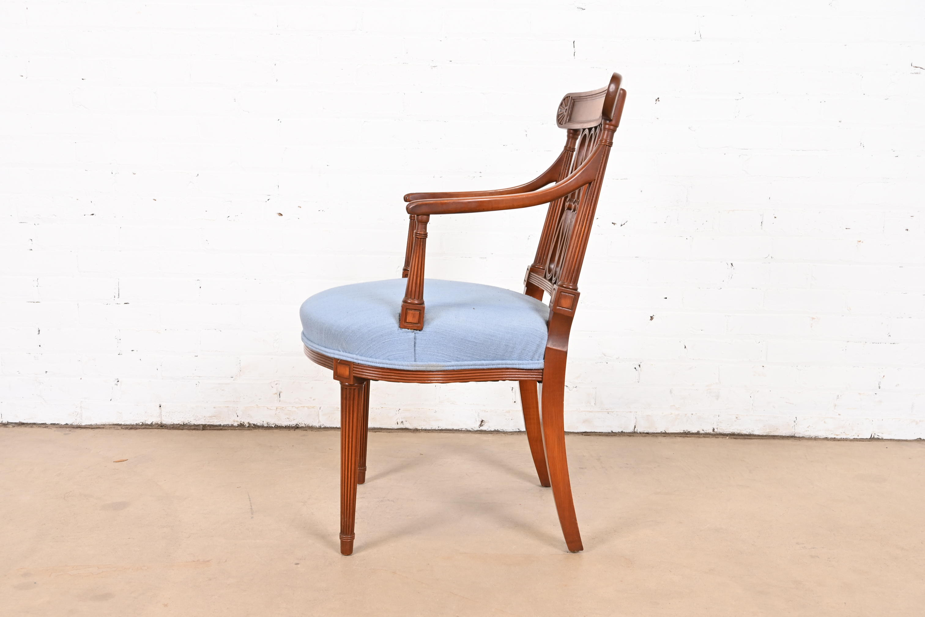 French Regency Louis XVI Carved Cherry Wood Armchair or Club Chair - Image 10