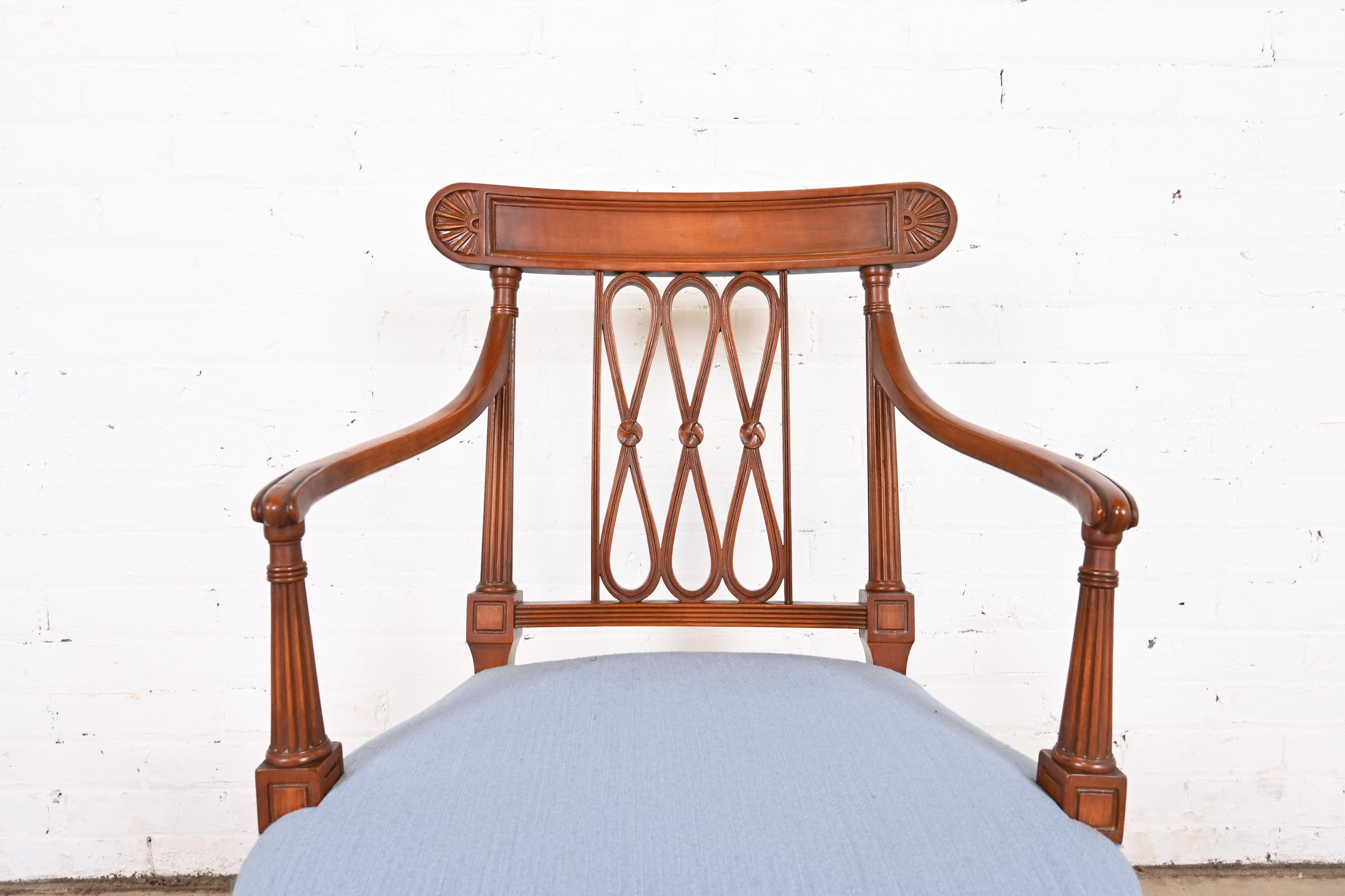 French Regency Louis XVI Carved Cherry Wood Armchair or Club Chair - Image 8