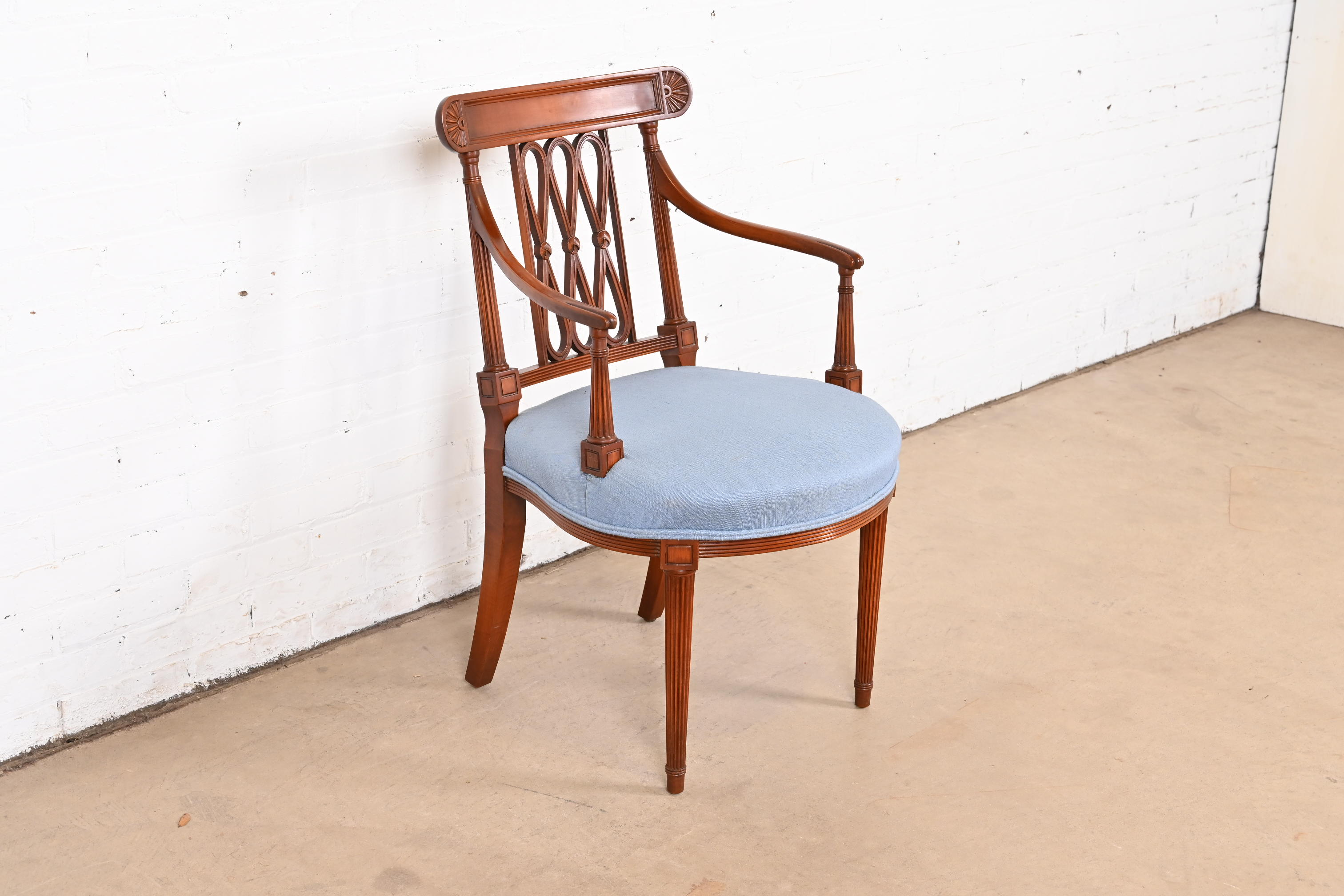 French Regency Louis XVI Carved Cherry Wood Armchair or Club Chair - Image 6