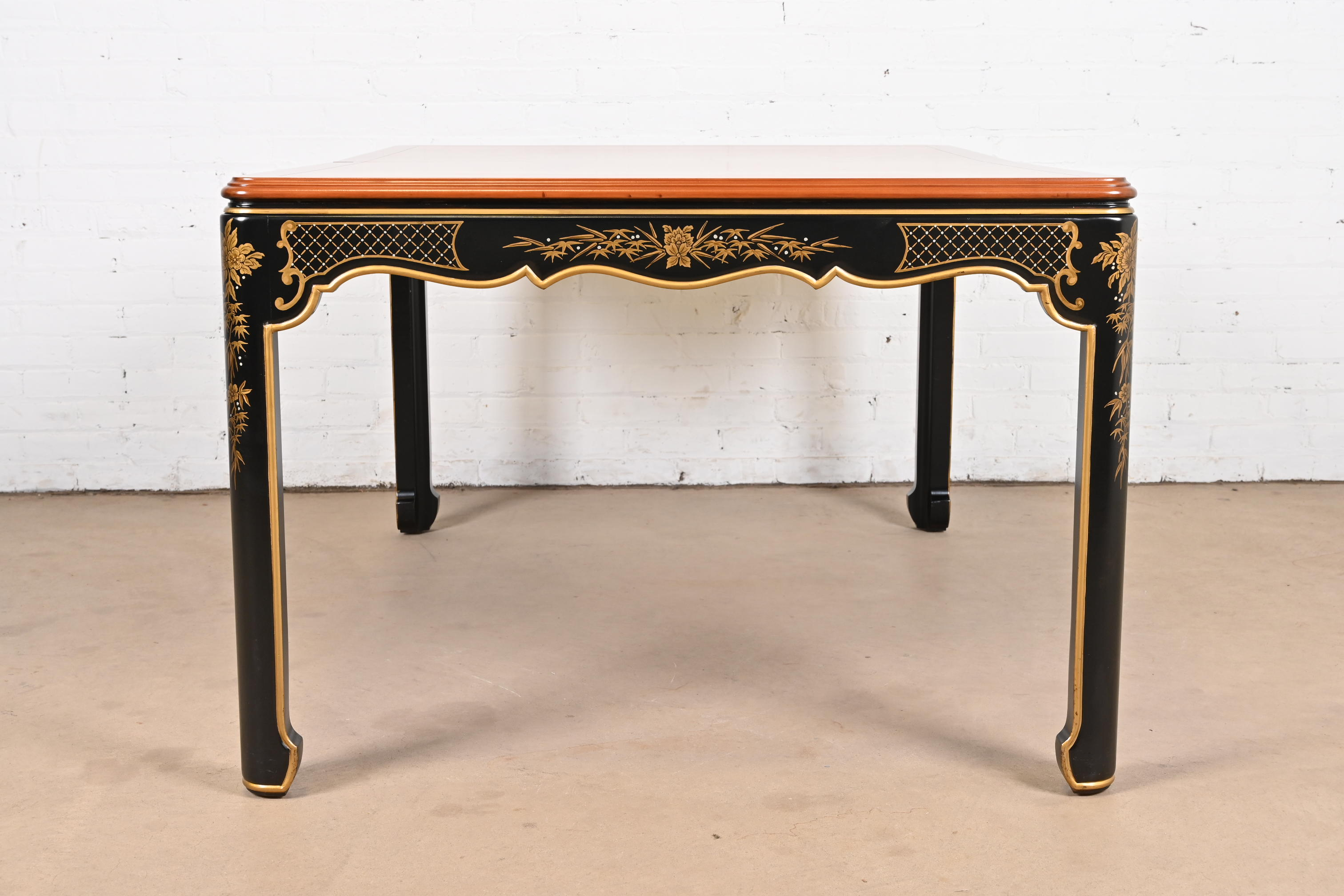 Kindel Furniture Hollywood Regency Chinoiserie Extension Dining Table, Newly Refinished - Image 10