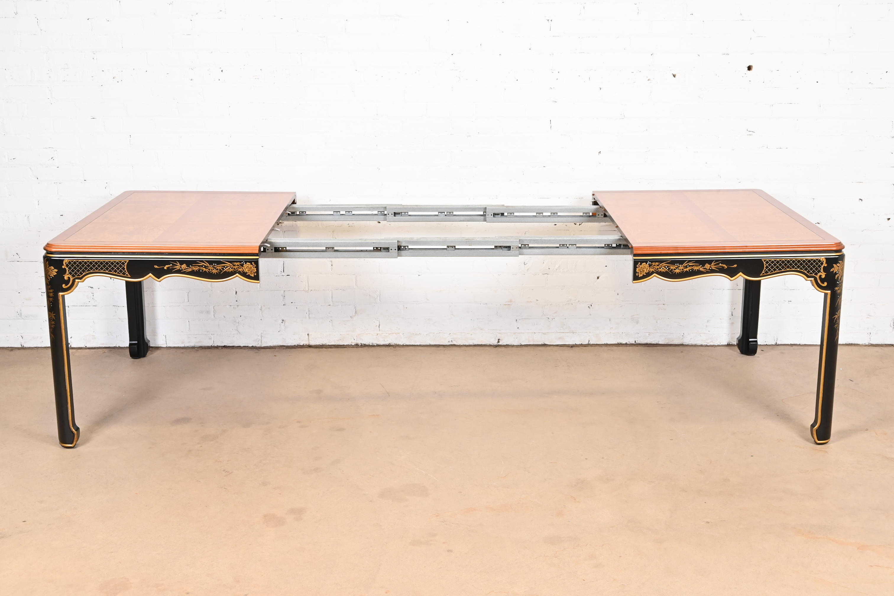 Kindel Furniture Hollywood Regency Chinoiserie Extension Dining Table, Newly Refinished - Image 8