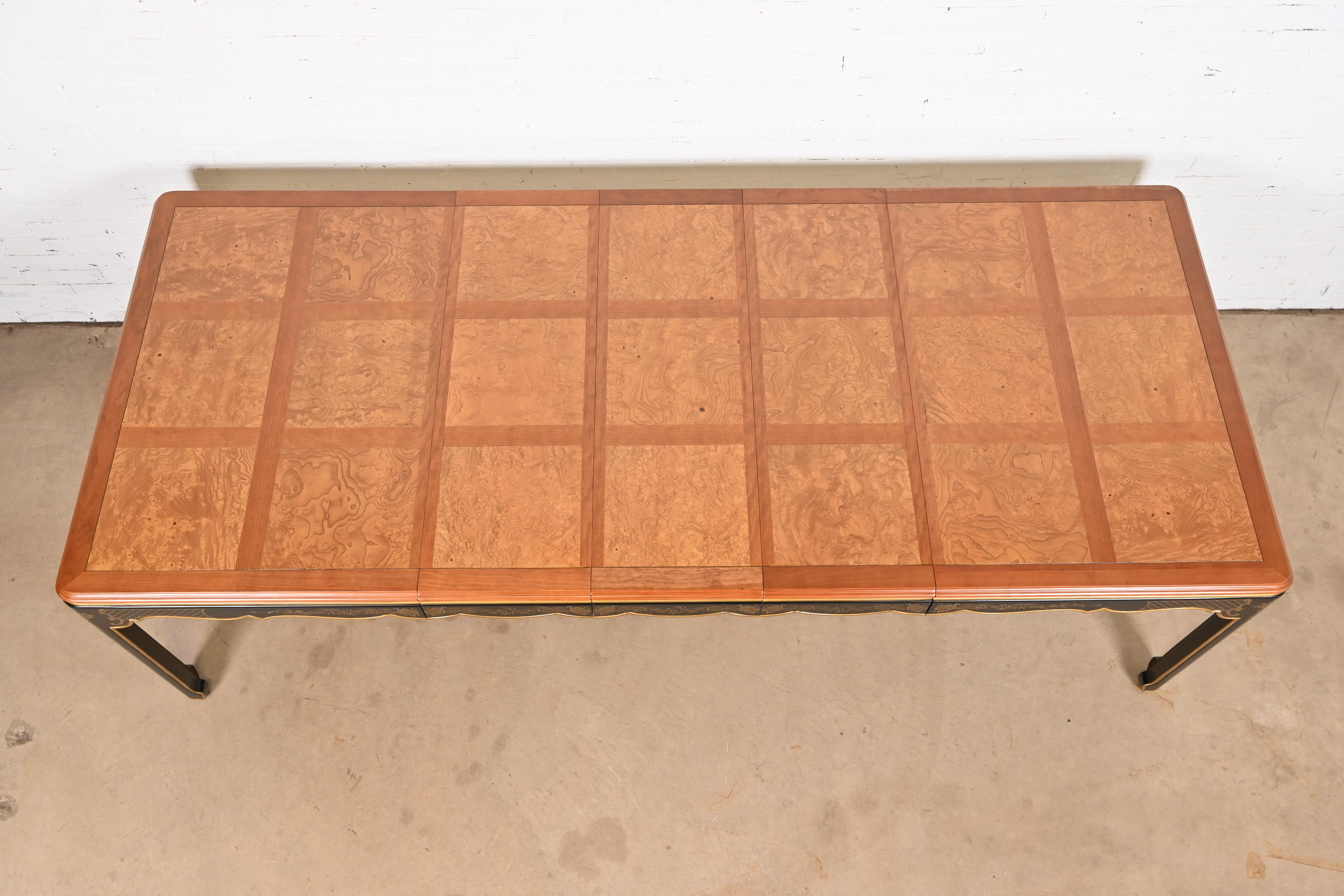 Kindel Furniture Hollywood Regency Chinoiserie Extension Dining Table, Newly Refinished - Image 6