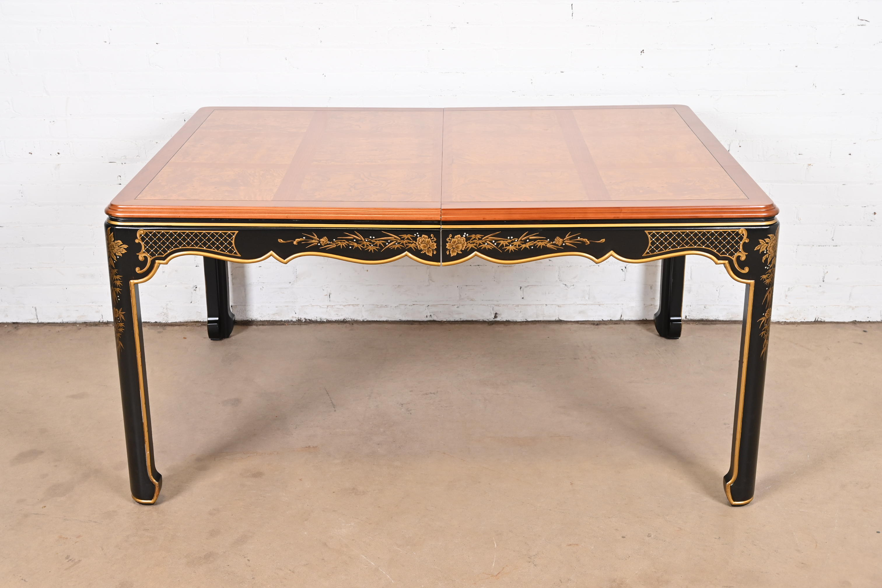 Kindel Furniture Hollywood Regency Chinoiserie Extension Dining Table, Newly Refinished - Image 9